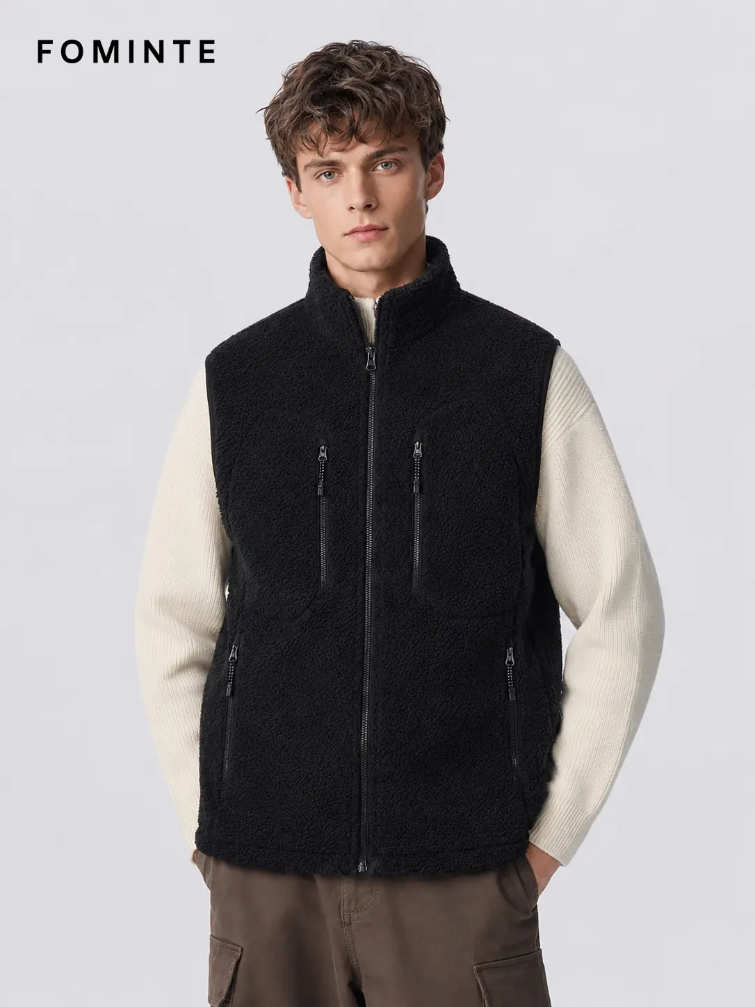 Men's Black Full-Zip Fleece Vest