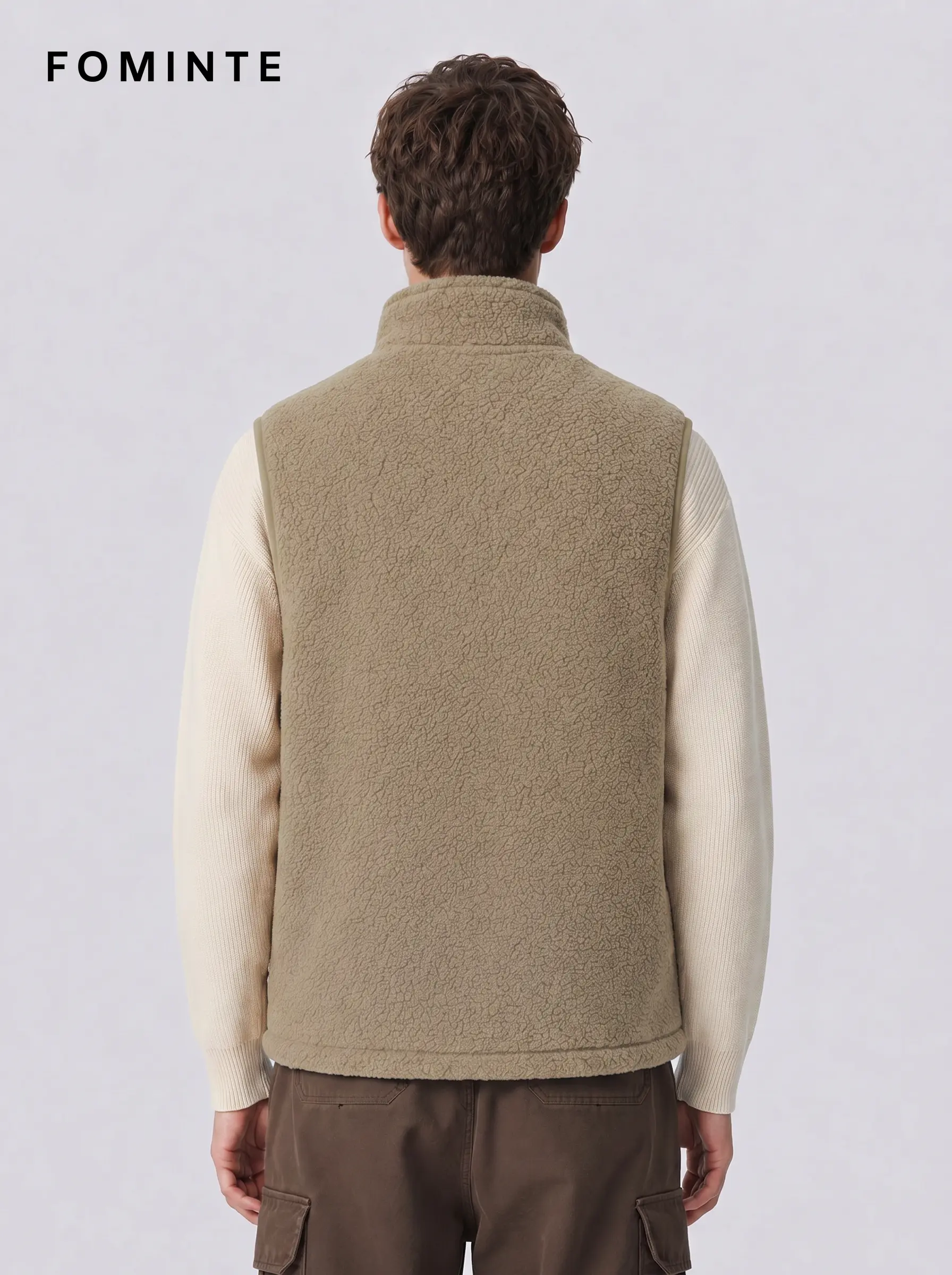 Men's Khaki Full-Zip Fleece Vest