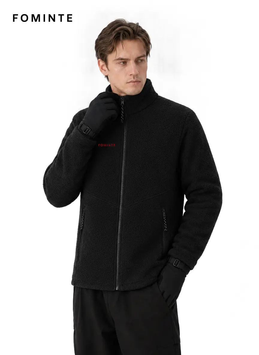 Men's Black Technical Fleece Hiking Jacket