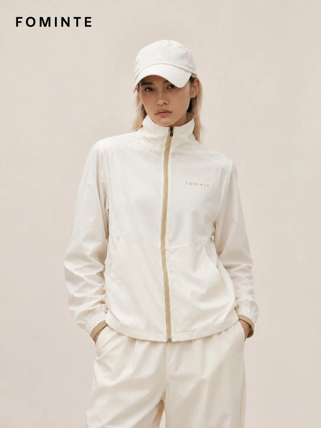 Women's Off White Stand Collar Softshell Jacket