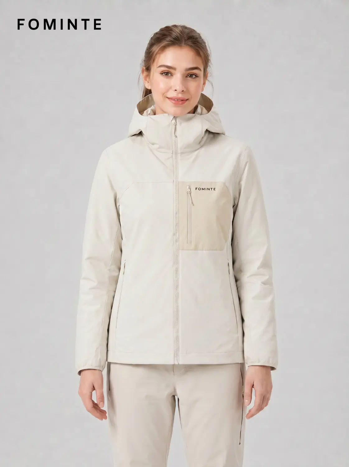 Unisex Off White Hooded Cycling Softshell Jacket