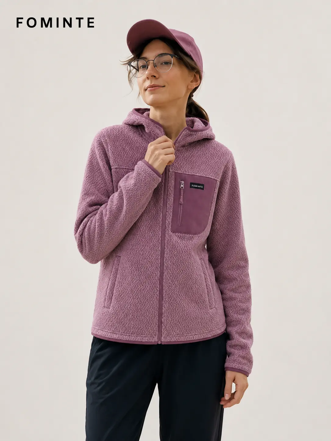 Women's Purple Hooded Full-Zip Fleece Jacket