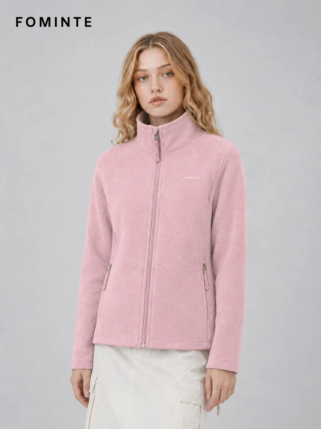 Women's Lotus Pink Stand Collar Full-Zip Fleece Jacket