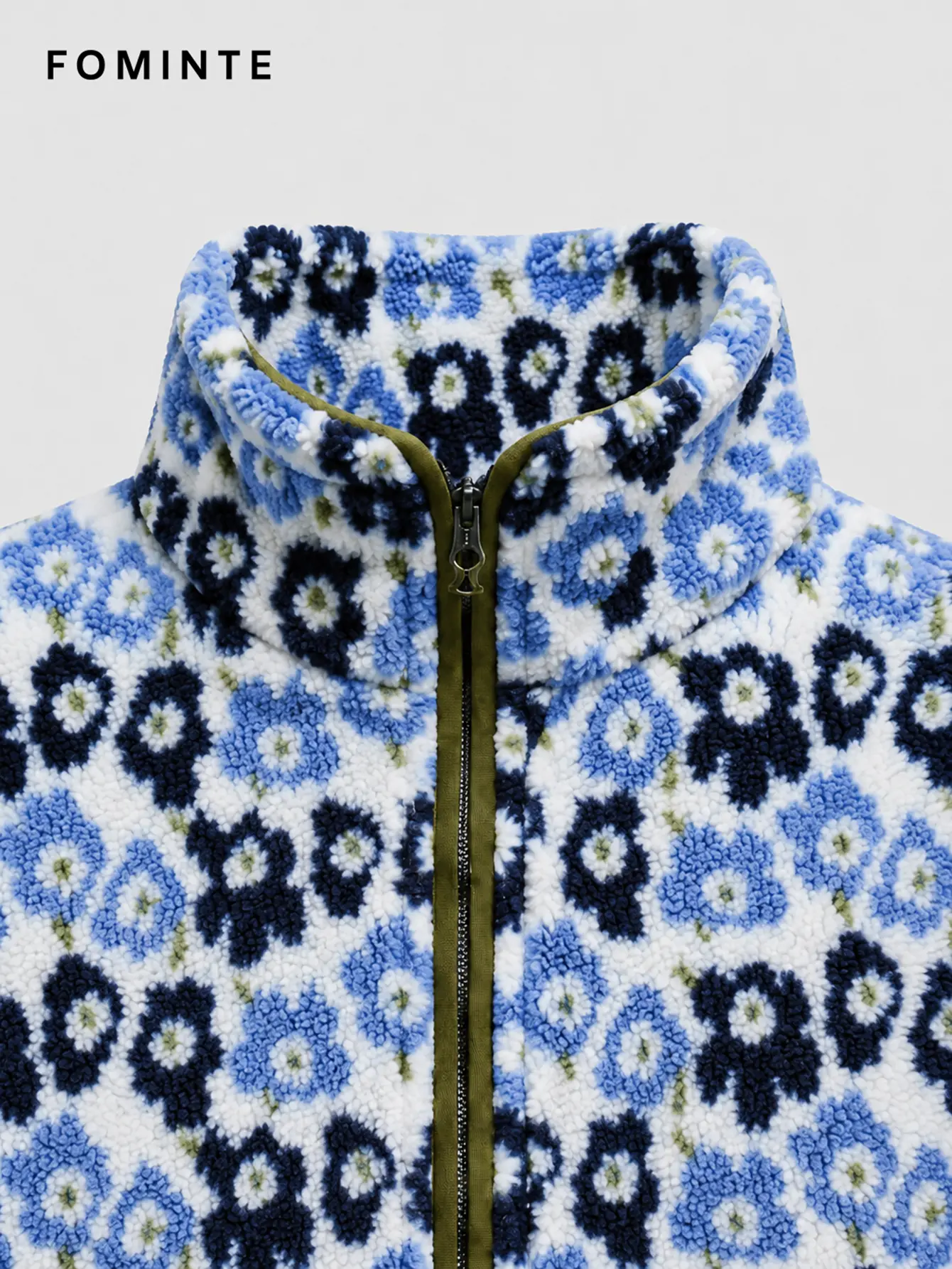 Fleece High Collar Full-Zip Jacket - All-Over Print Wholesale Custom Sportswear - FM0801000412-3