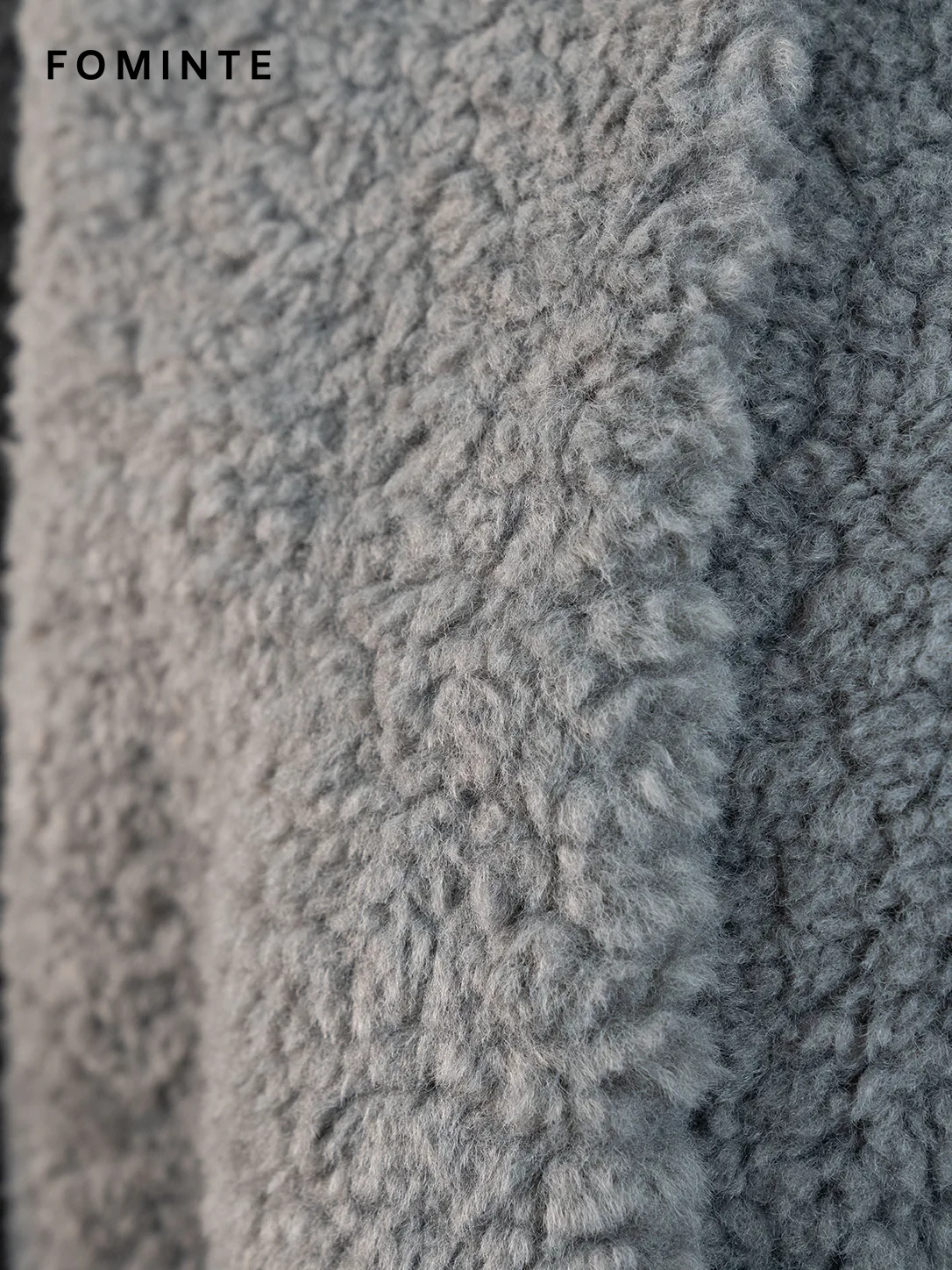 Grey High-Neck Faux Fur Coat Wholesale