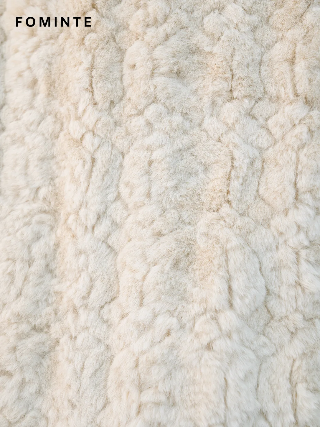 Beige Hooded Faux Shearling Jacket Wholesale