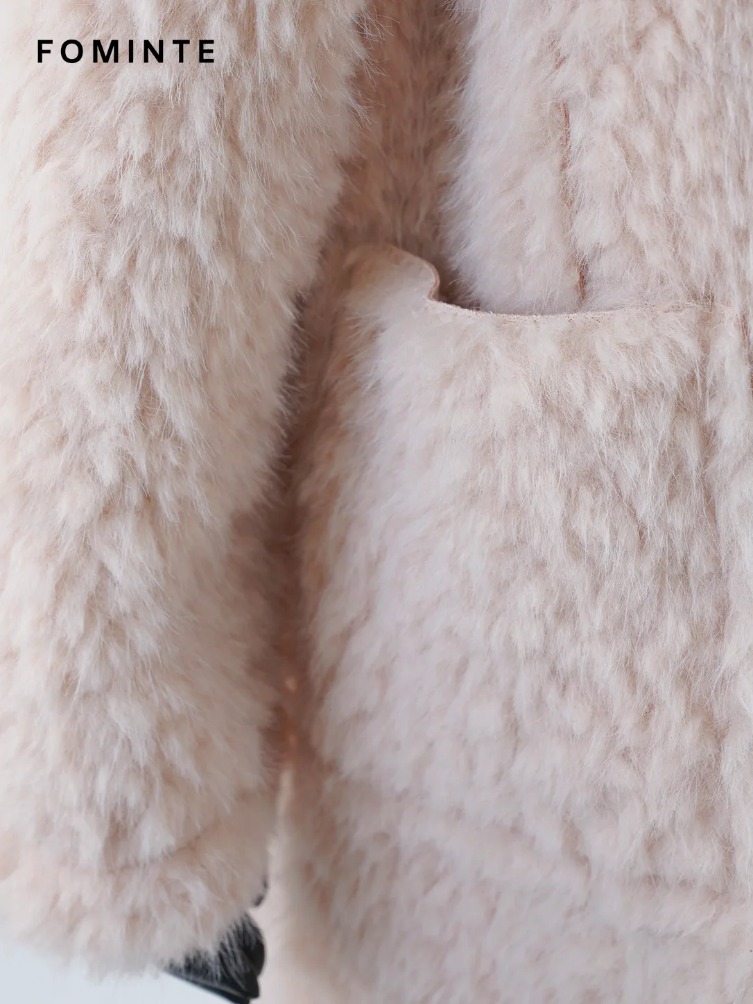 Light Beige Faux Fur Trim Coat Wholesale