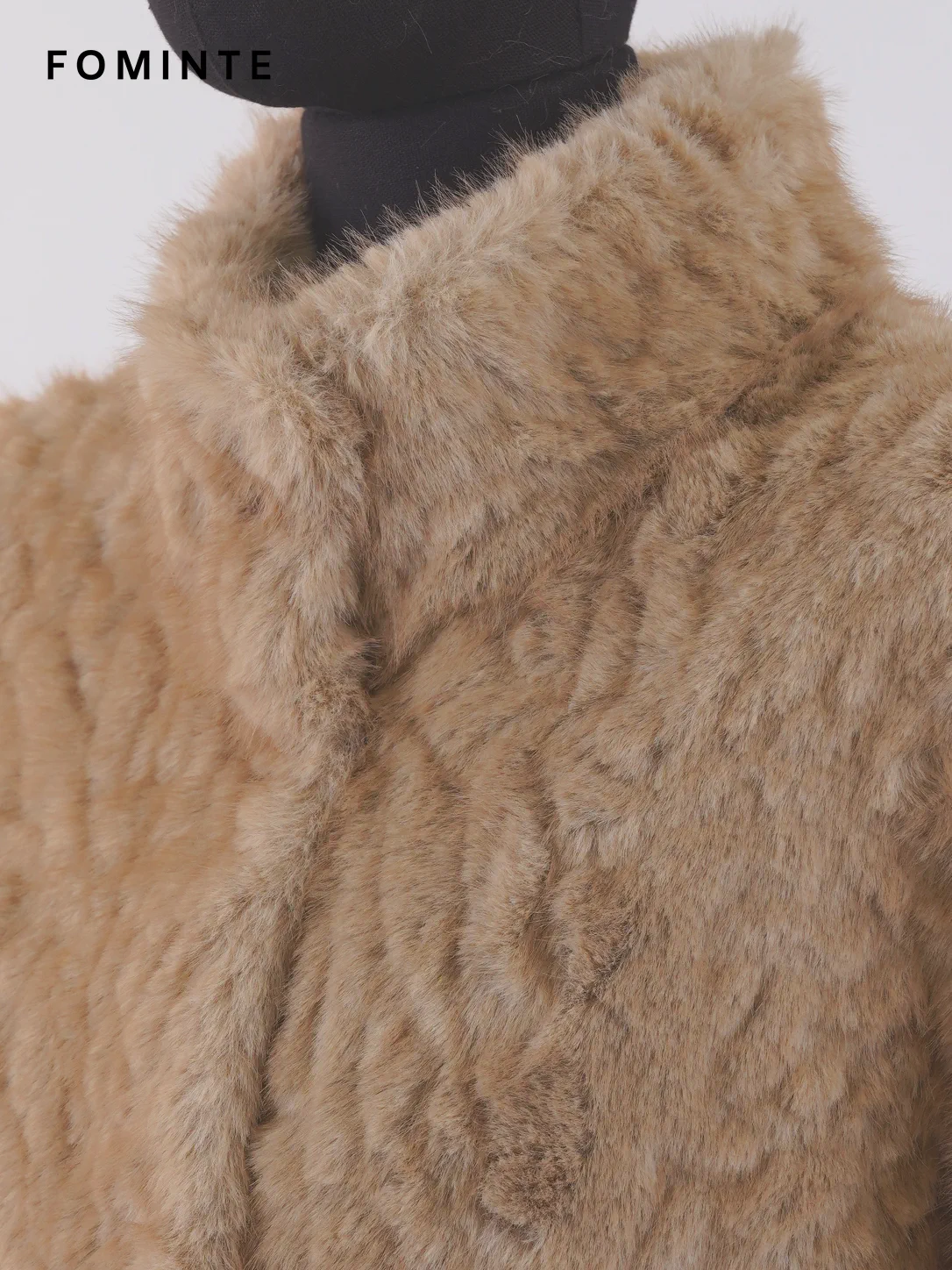 Taupe Button-Front Faux Fur Jacket Wholesale
