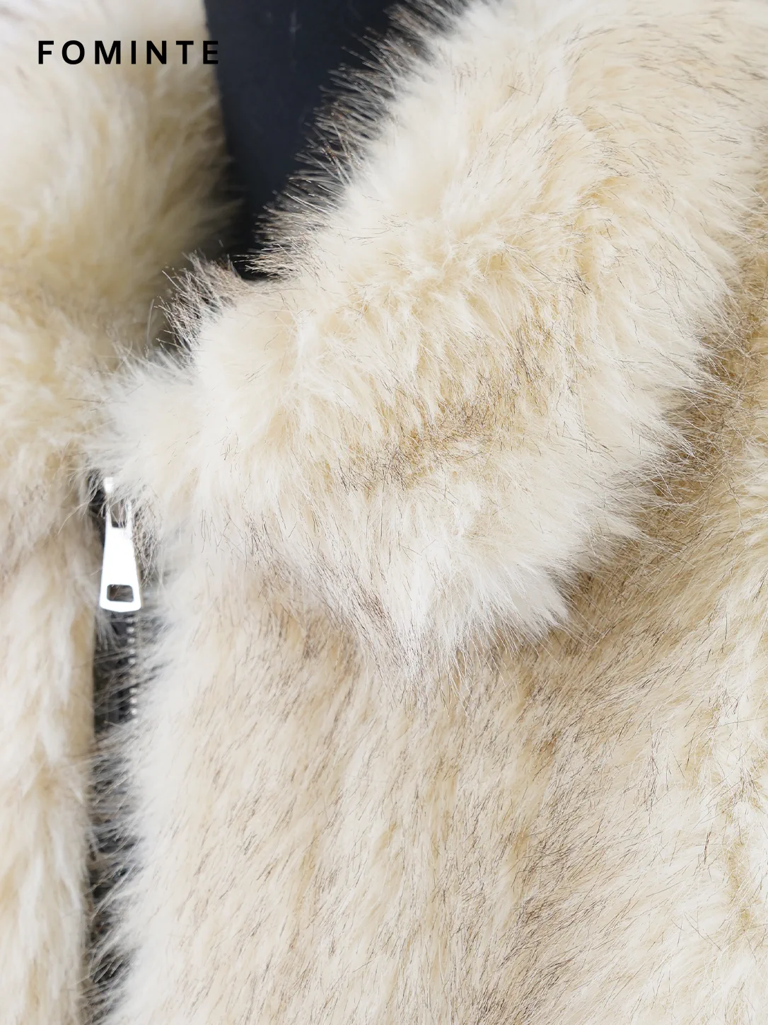 Ivory Zip-Front Faux Fur Jacket Wholesale