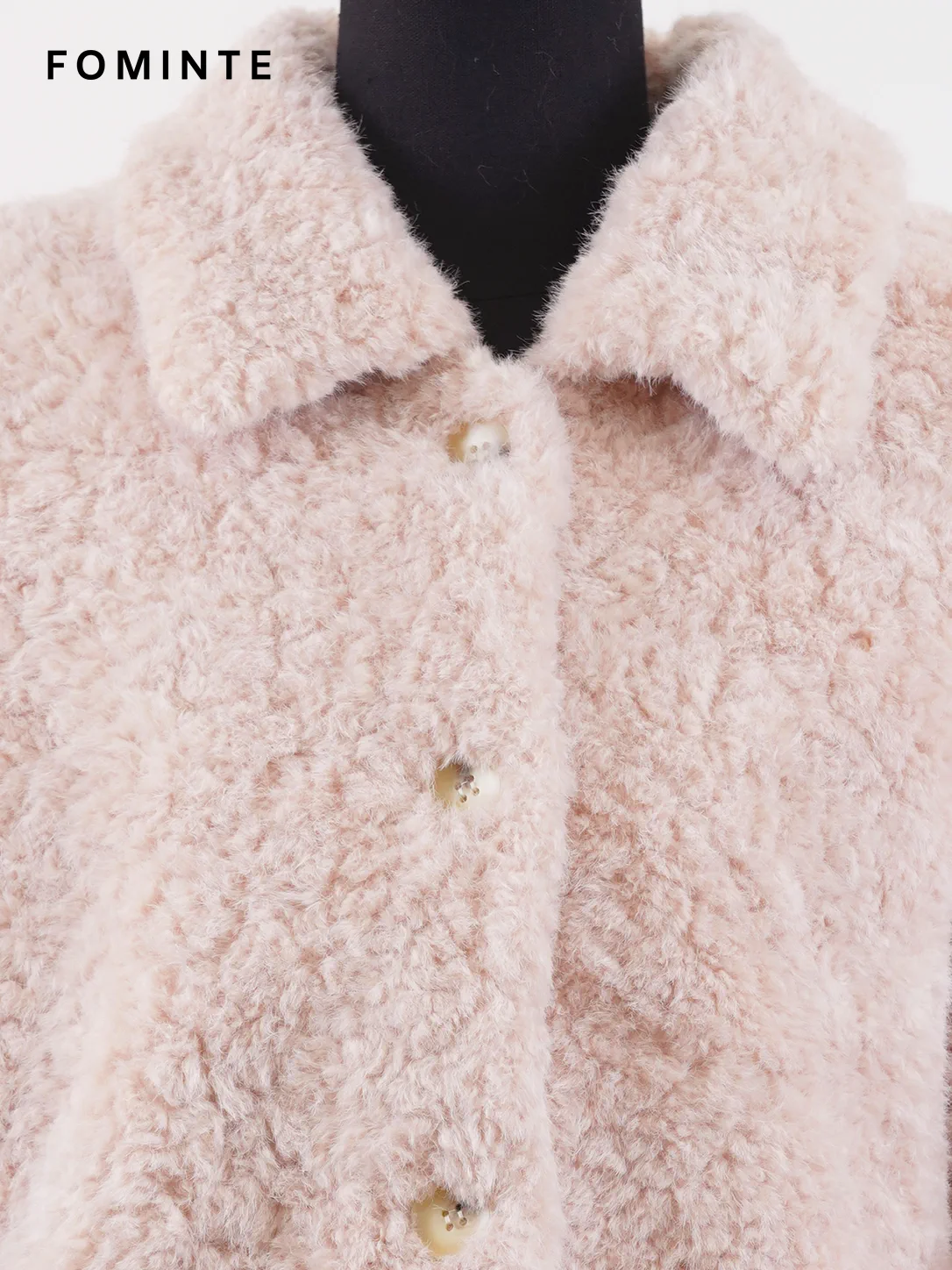 Pink Textured Faux Fur Button-Front Jacket Wholesale