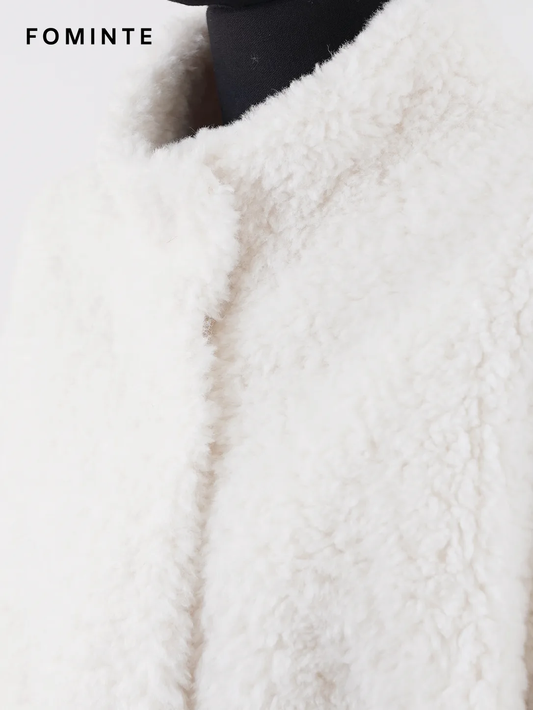 White Textured Faux Fur Patch-Pocket Jacket Wholesale