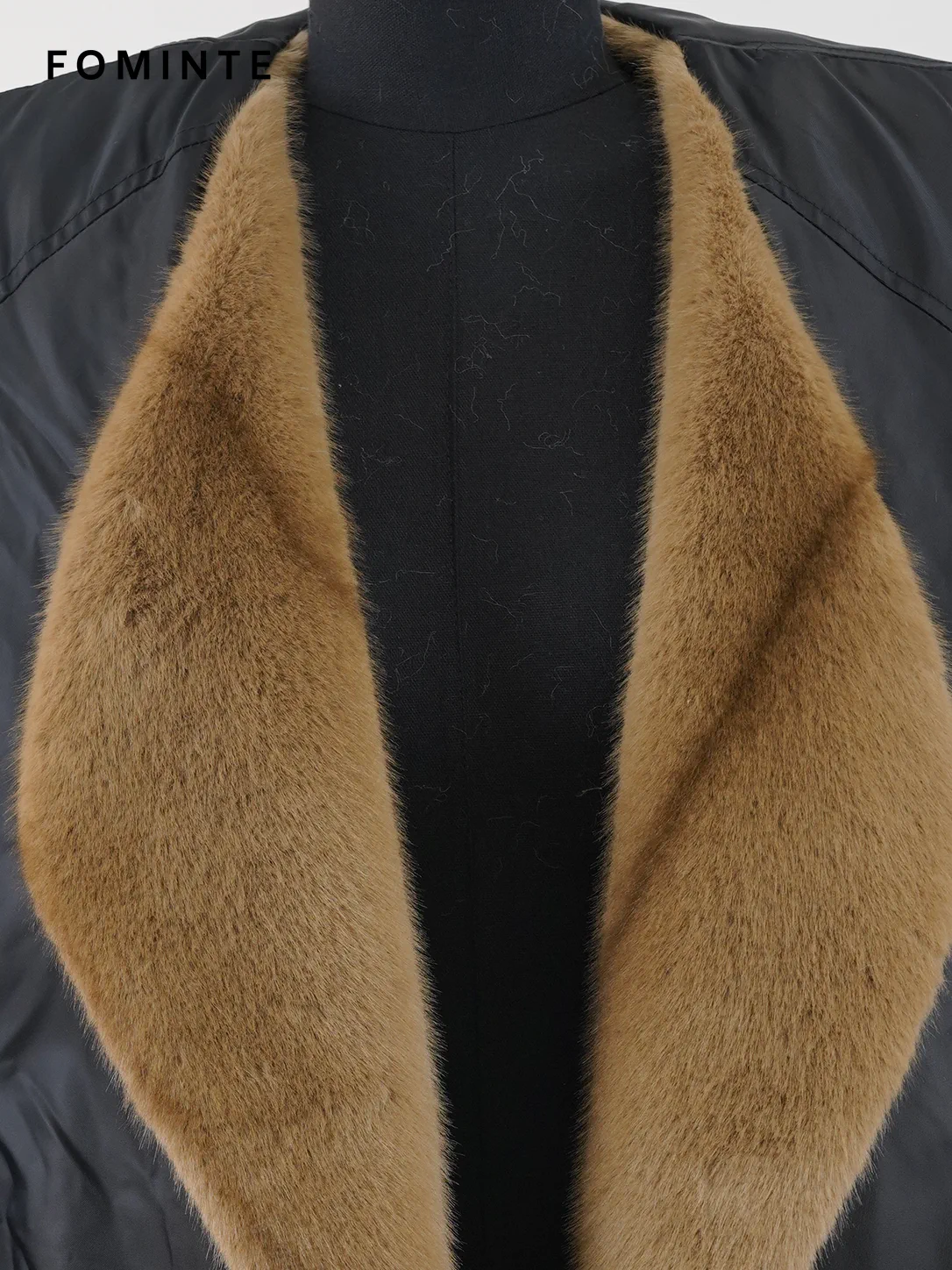 Black Quilted Jacket with Faux Fur Collar Wholesale