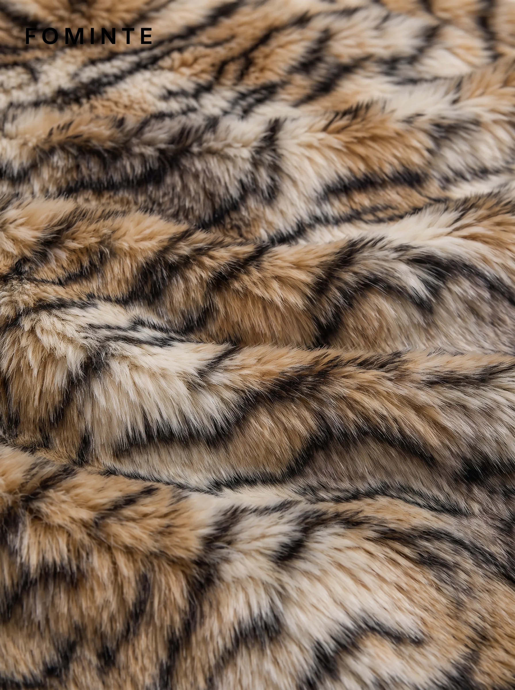 Warm Ivory Tiger-Inspired Faux Fur Coat Wholesale
