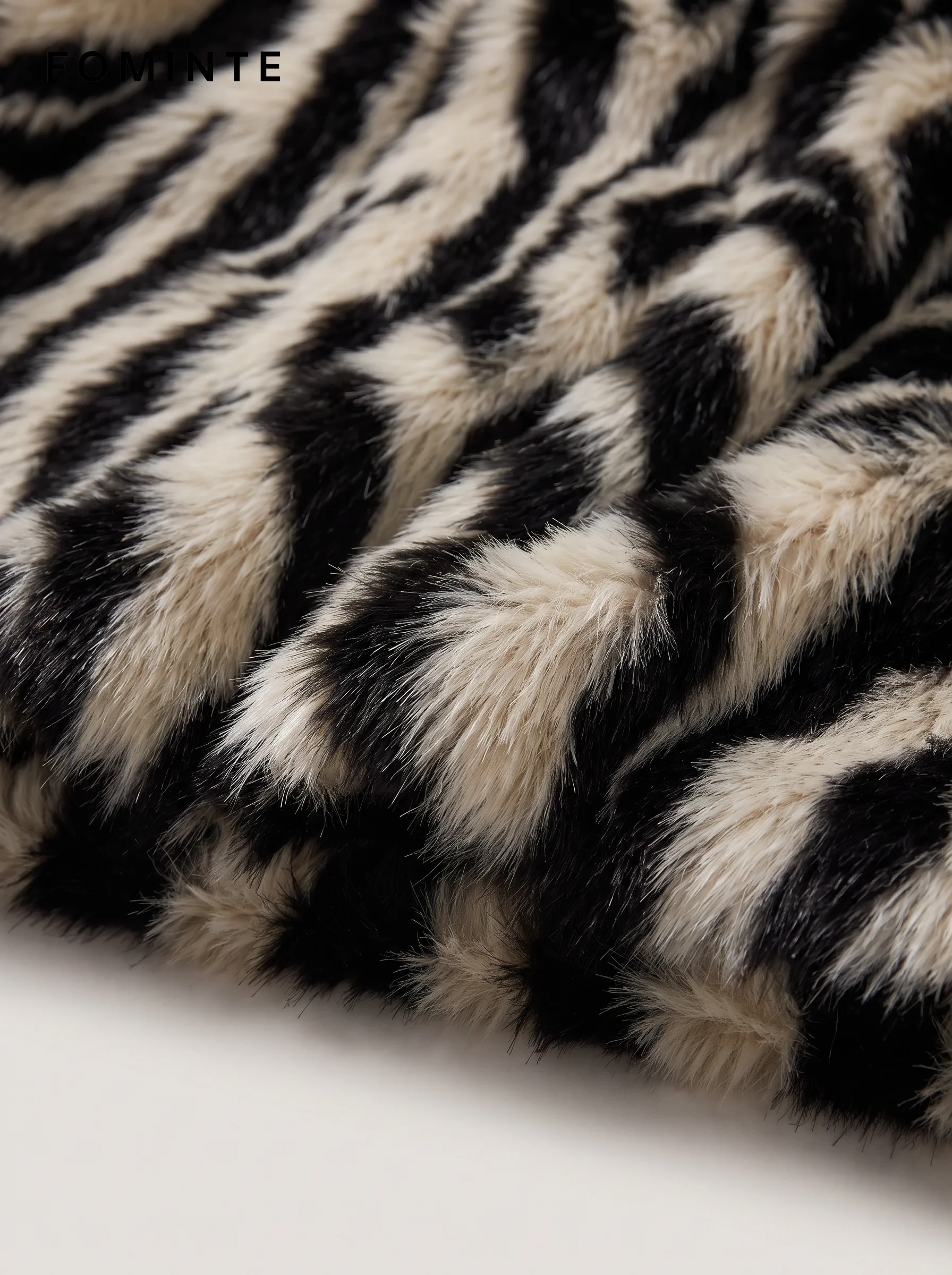 Ivory Tiger-Inspired Faux Fur Jacket Wholesale