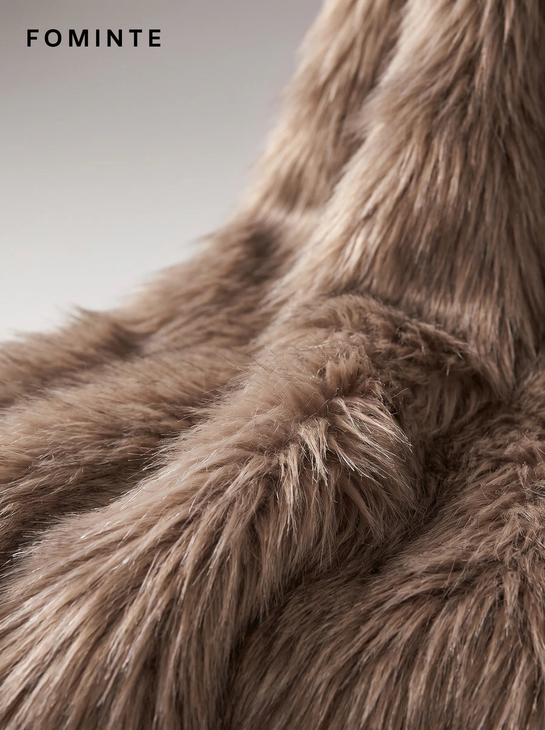 Taupe Tonal-Streak Faux Fur Jacket Wholesale
