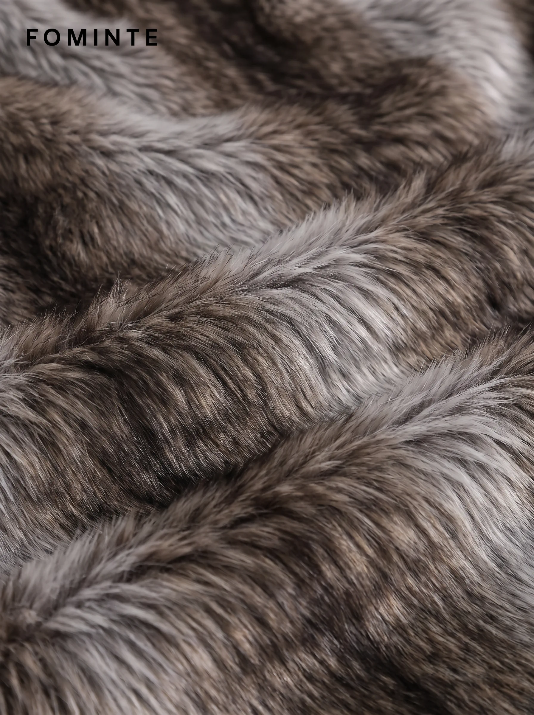 Brown and Grey Tonal-Streak Faux Fur Jacket Wholesale