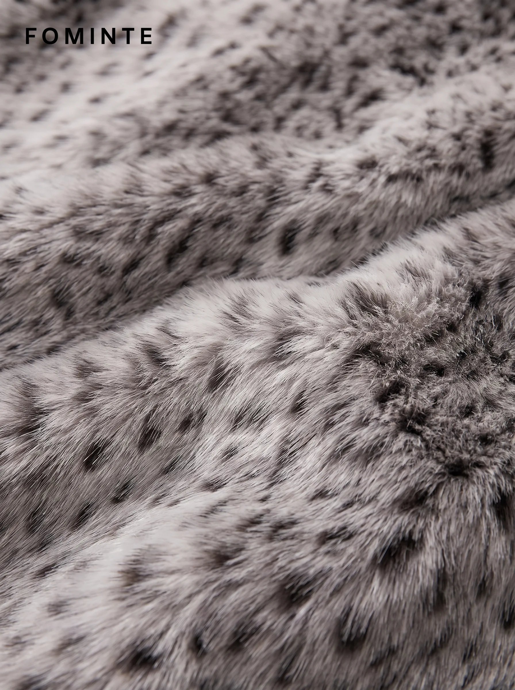 Silver Grey Spotted Faux Fur Coat Wholesale