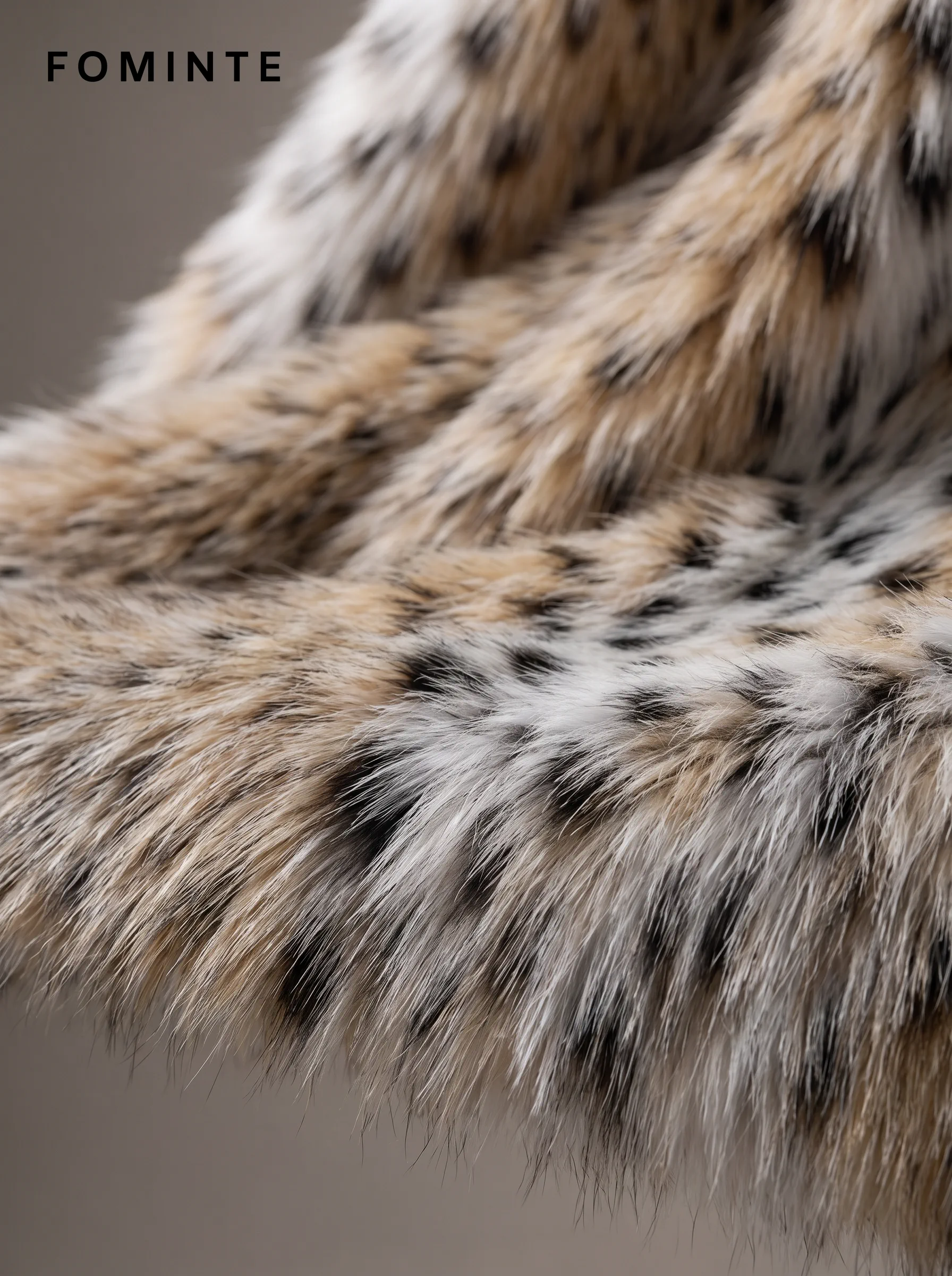 Ivory Mixed-Spot Faux Fur Coat Wholesale
