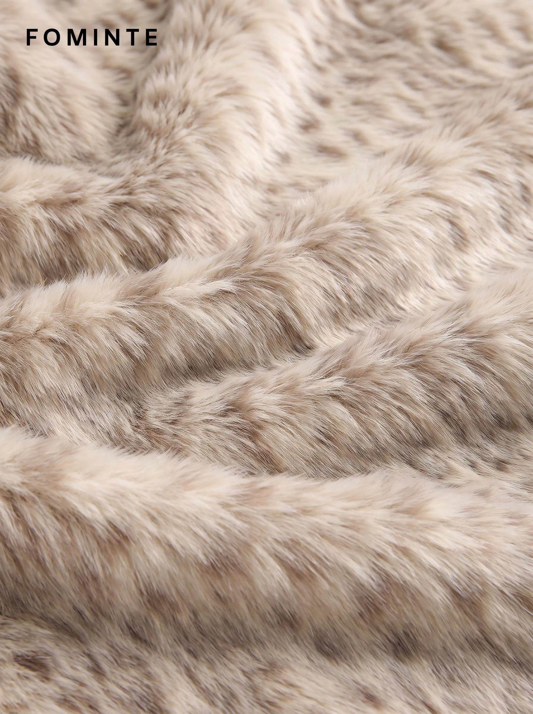 Beige Tonal-Streak Faux Fur Jacket Wholesale