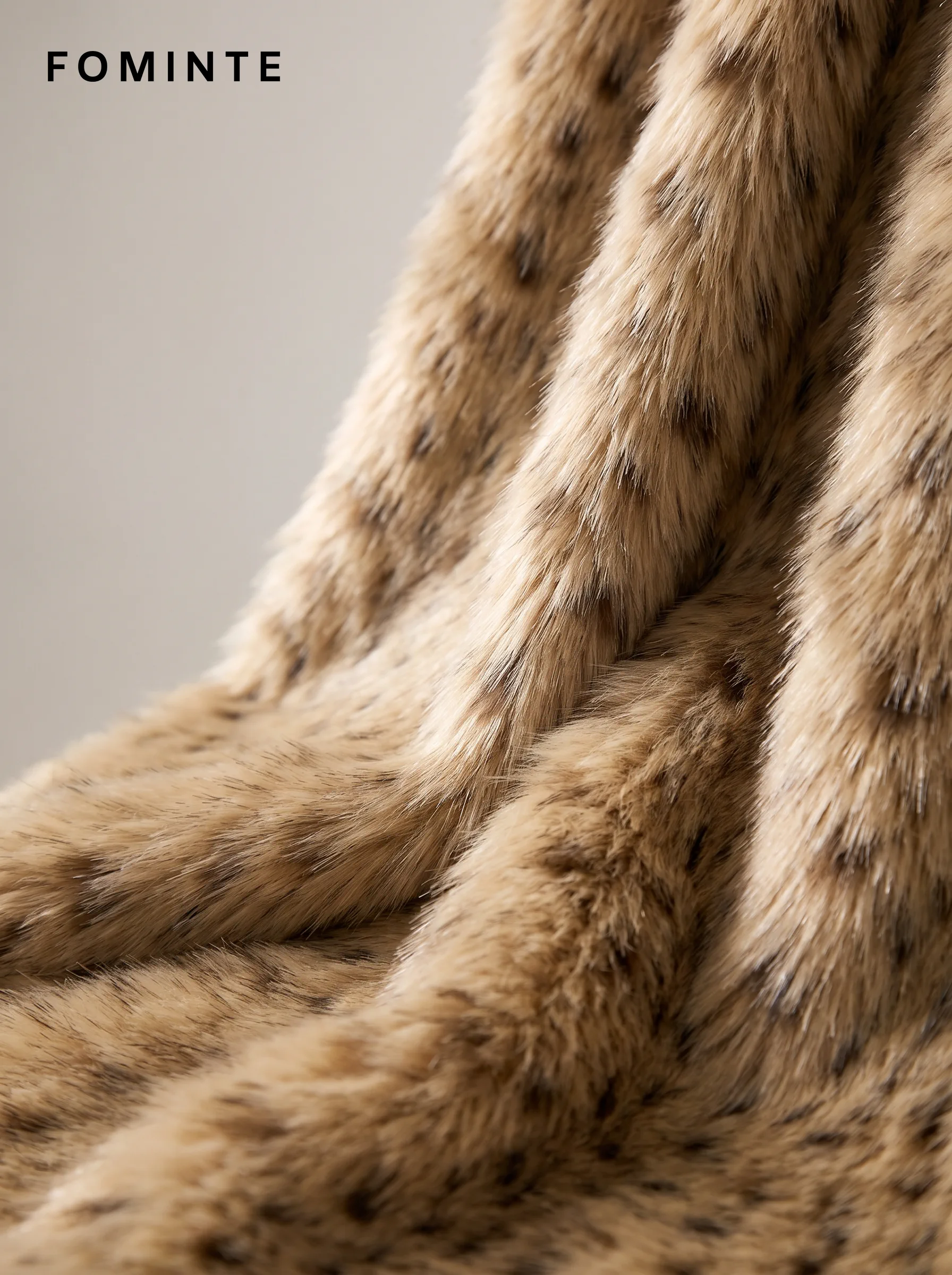 Golden Tan Spotted Faux Fur Jacket Wholesale