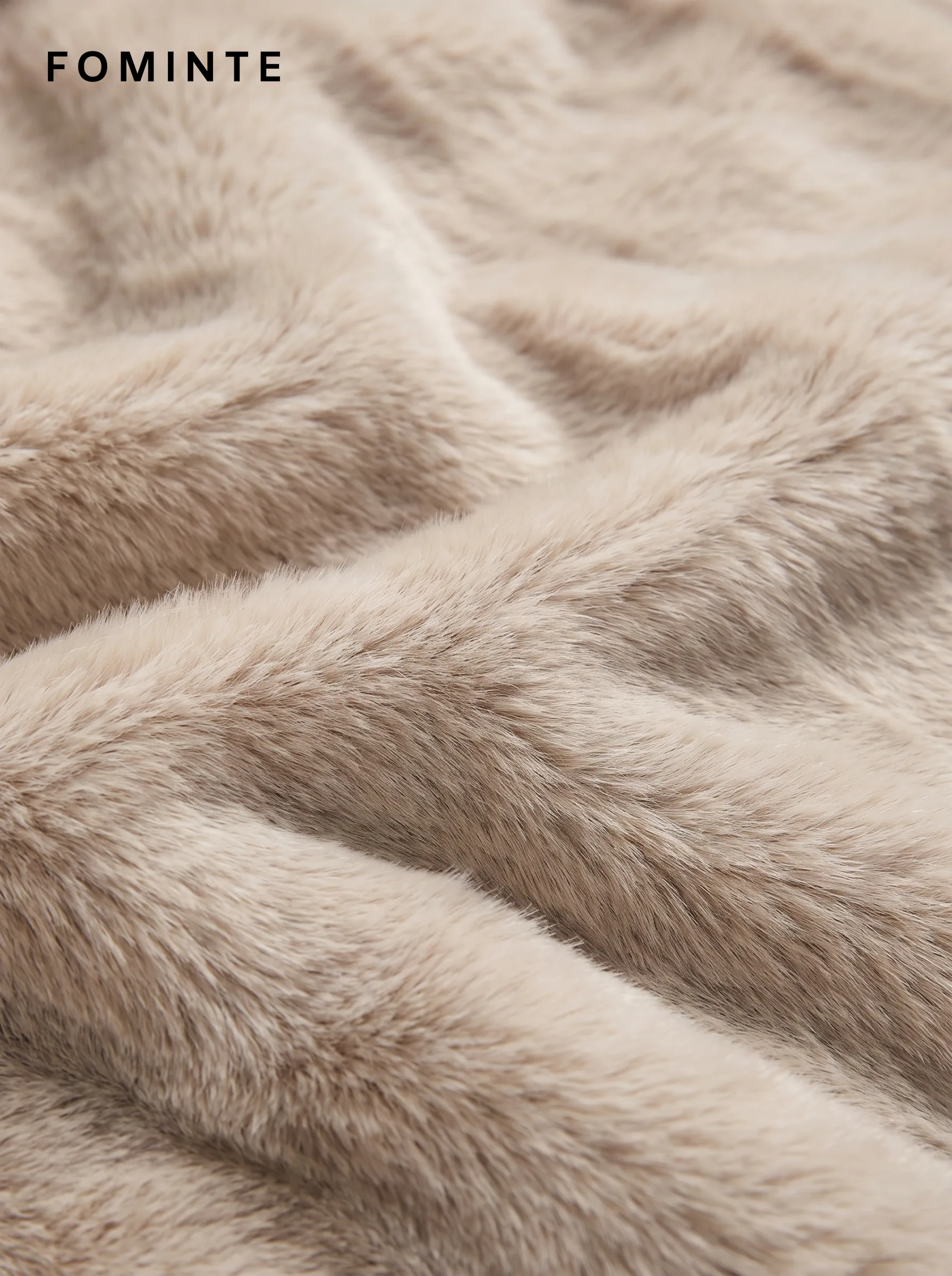 Ivory Notched-Lapel Faux Fur Jacket Wholesale