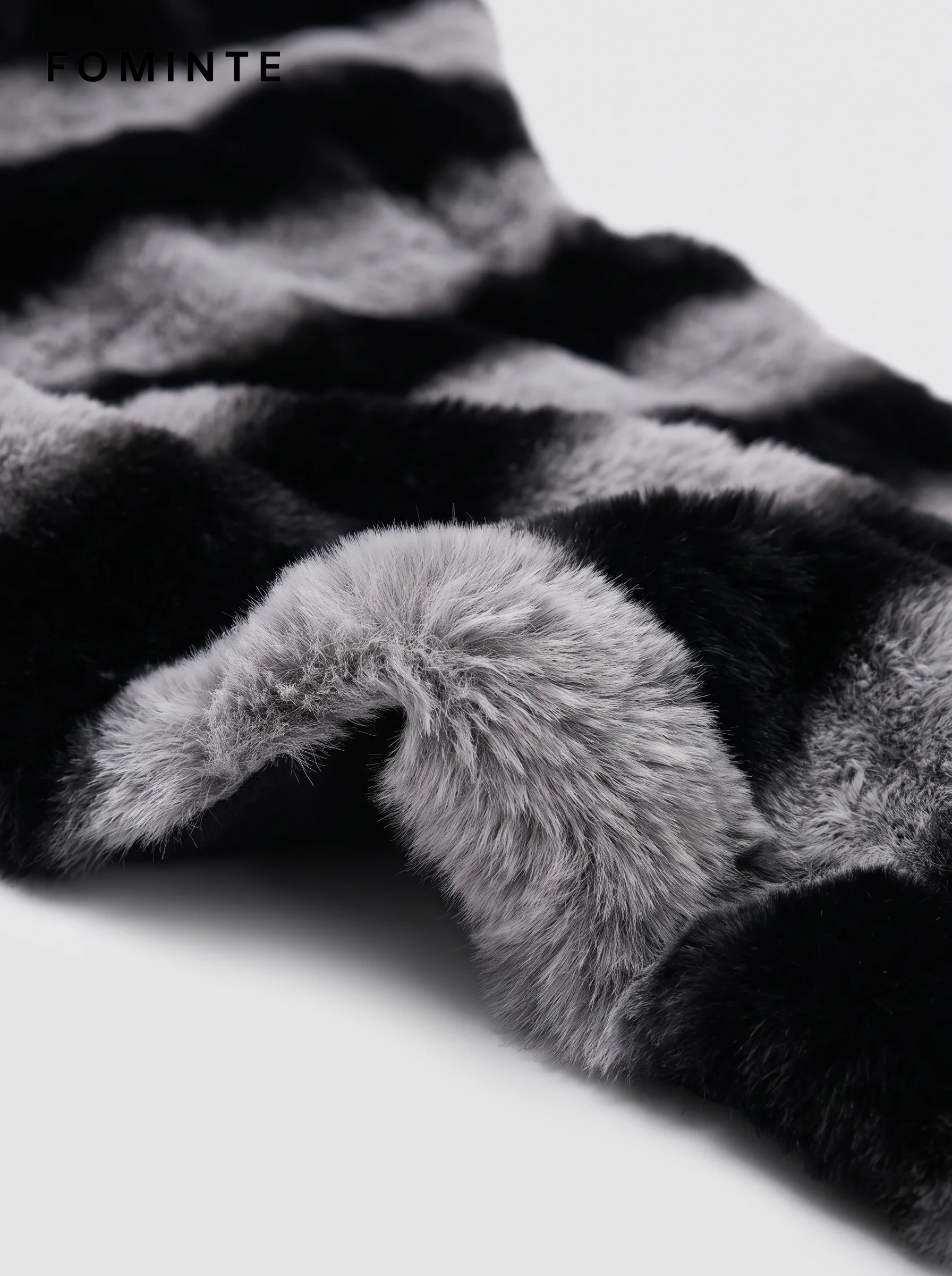 Black and Grey Banded Faux Fur Zip Vest Wholesale
