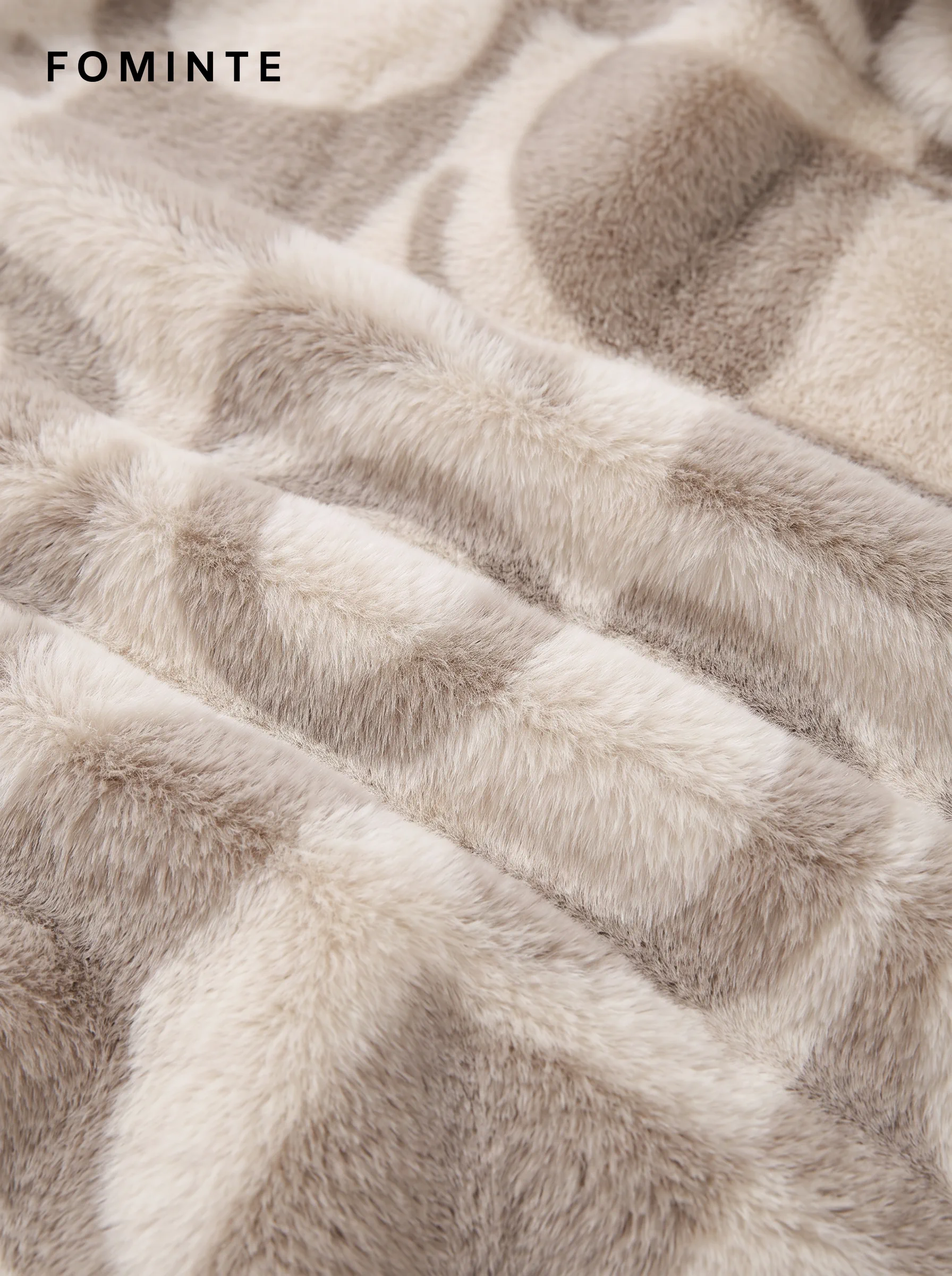 Ivory Geometric Print Faux Fur Jacket Wholesale