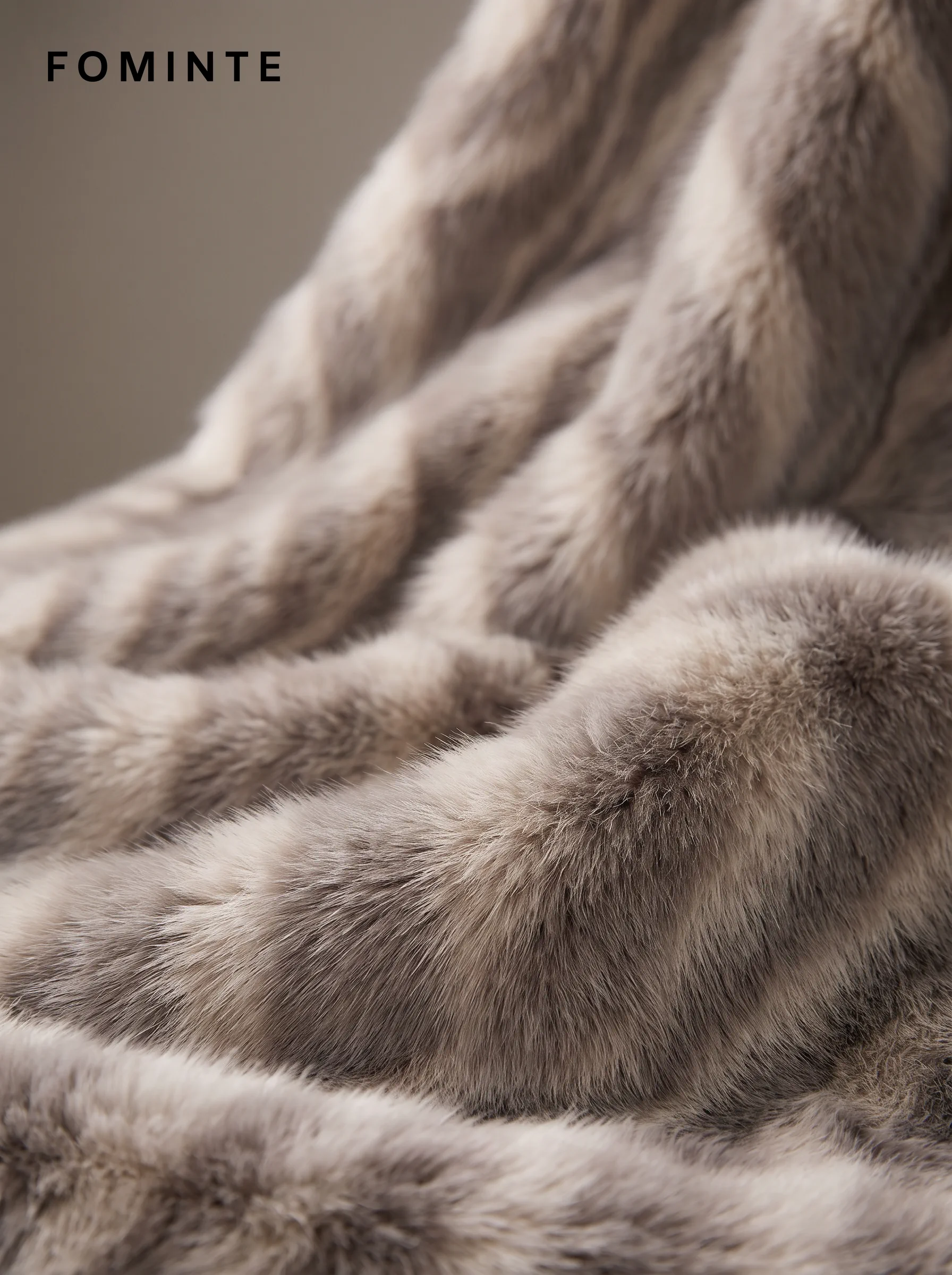 Pearl Grey Wave-Stripe Faux Fur Coat Wholesale