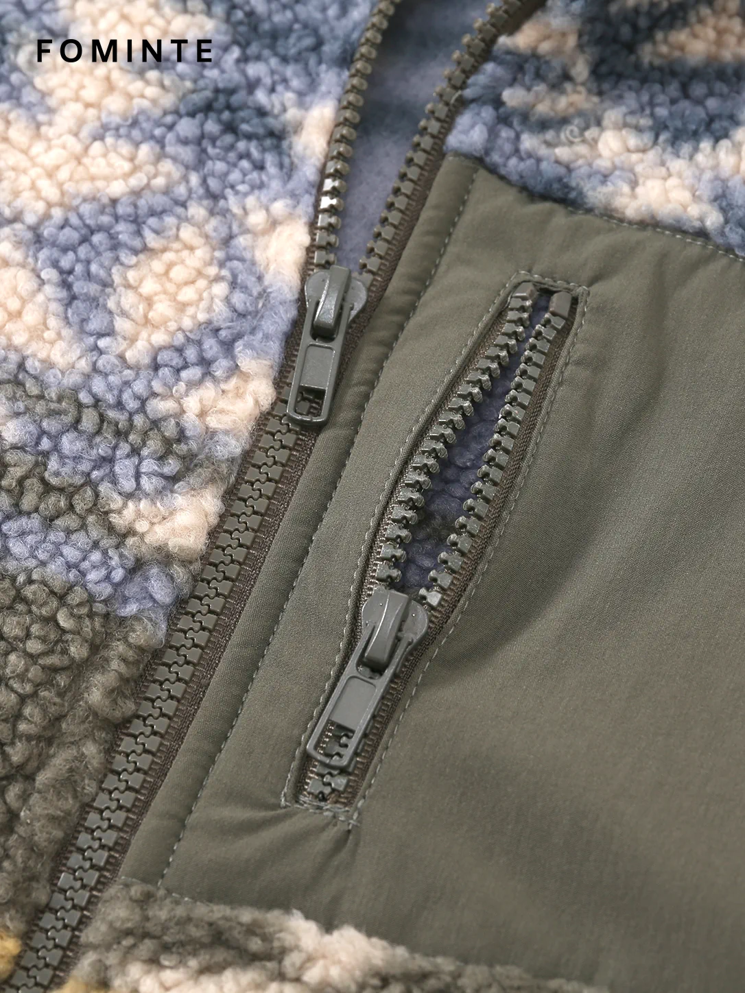 WholesaleAztec Printed Sherpa Fleece Jacket - FM0303000082