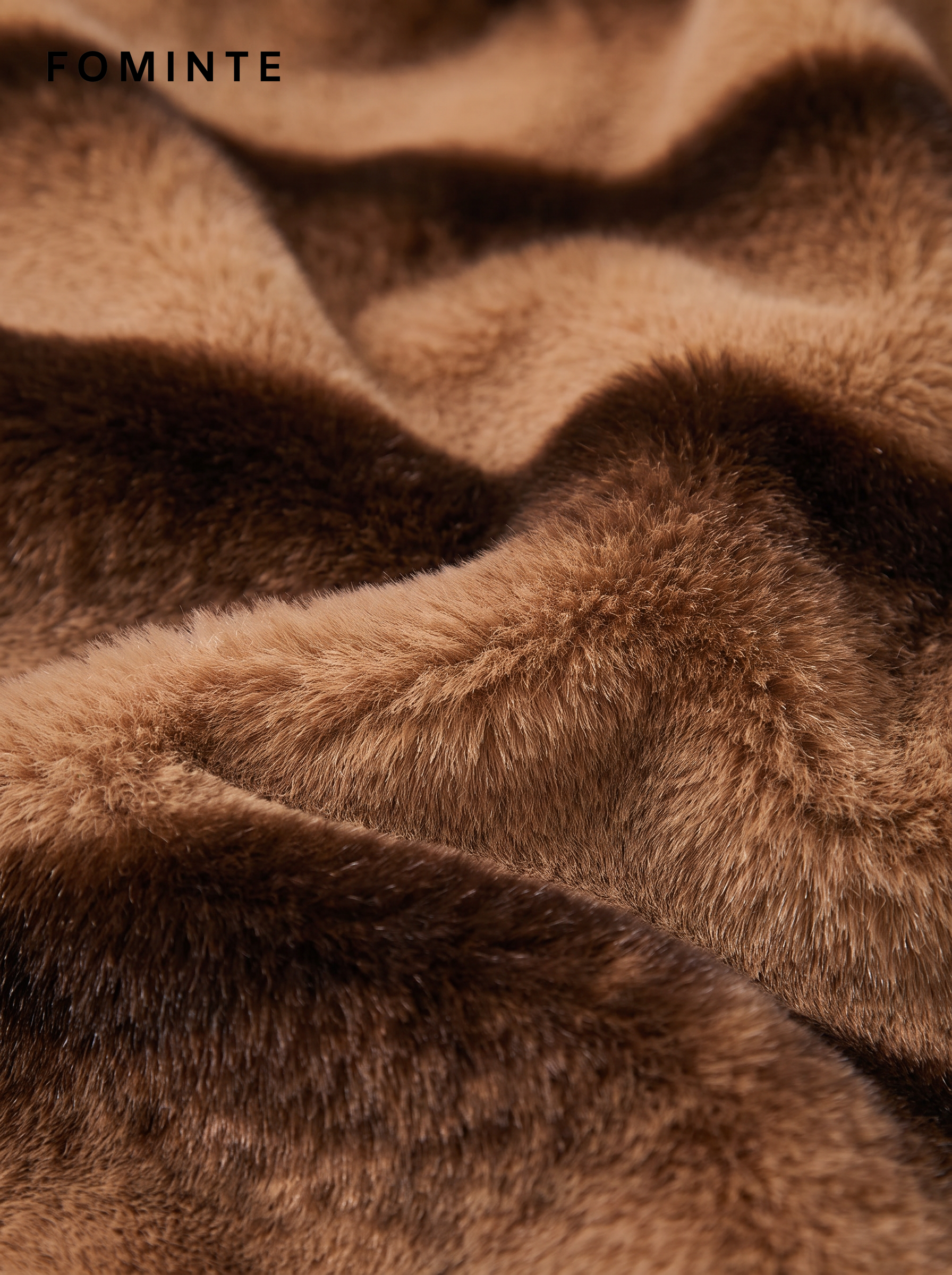 Greige Typographic Geometric Faux Fur Coat Wholesale