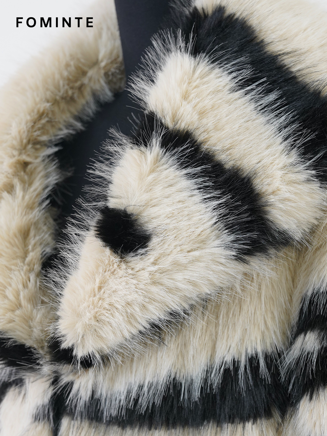 Wholesale Cropped Zebra Print Faux Fur Jacket - FM0202000058-1