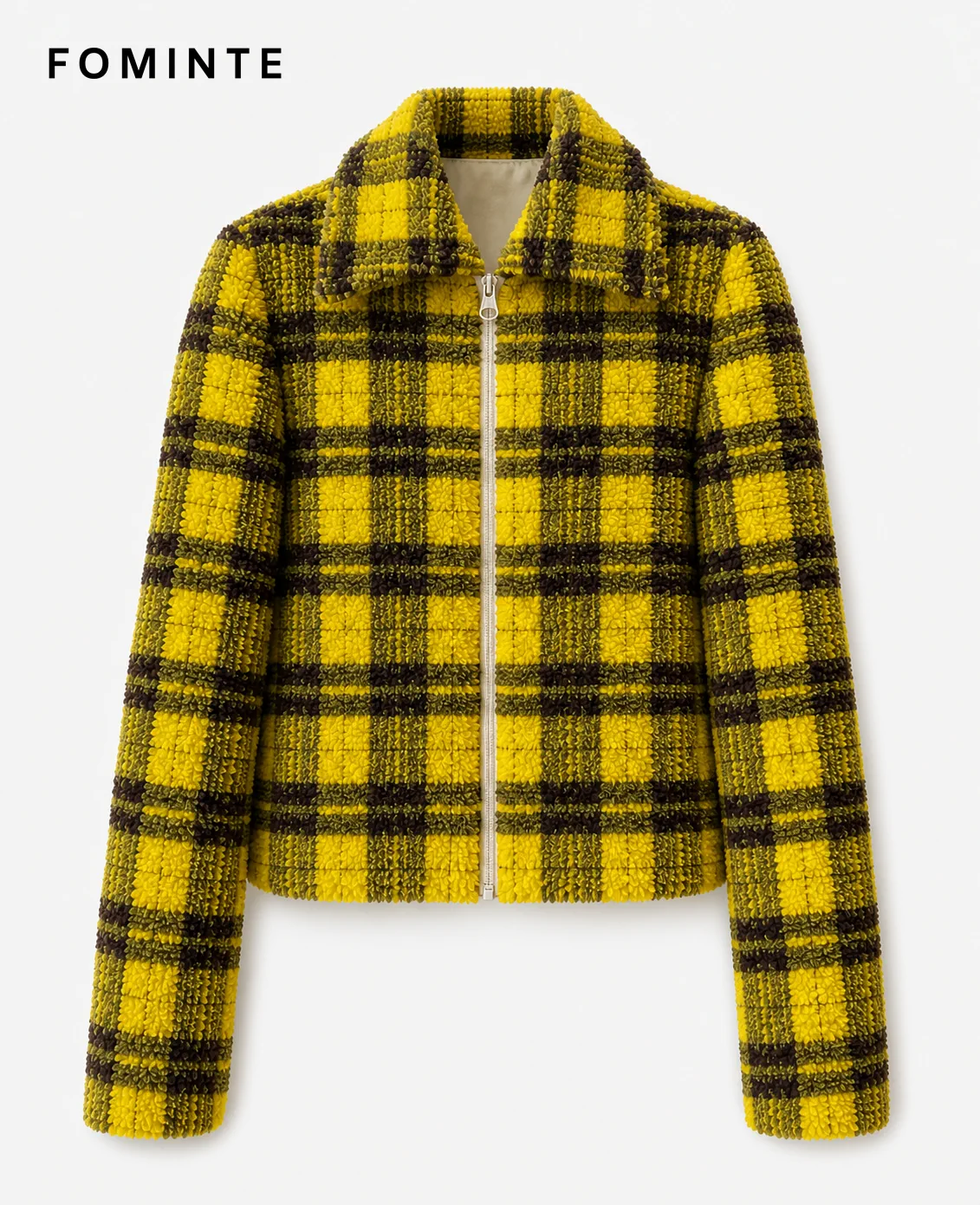 Mustard and Black Plaid Fleece Jacket