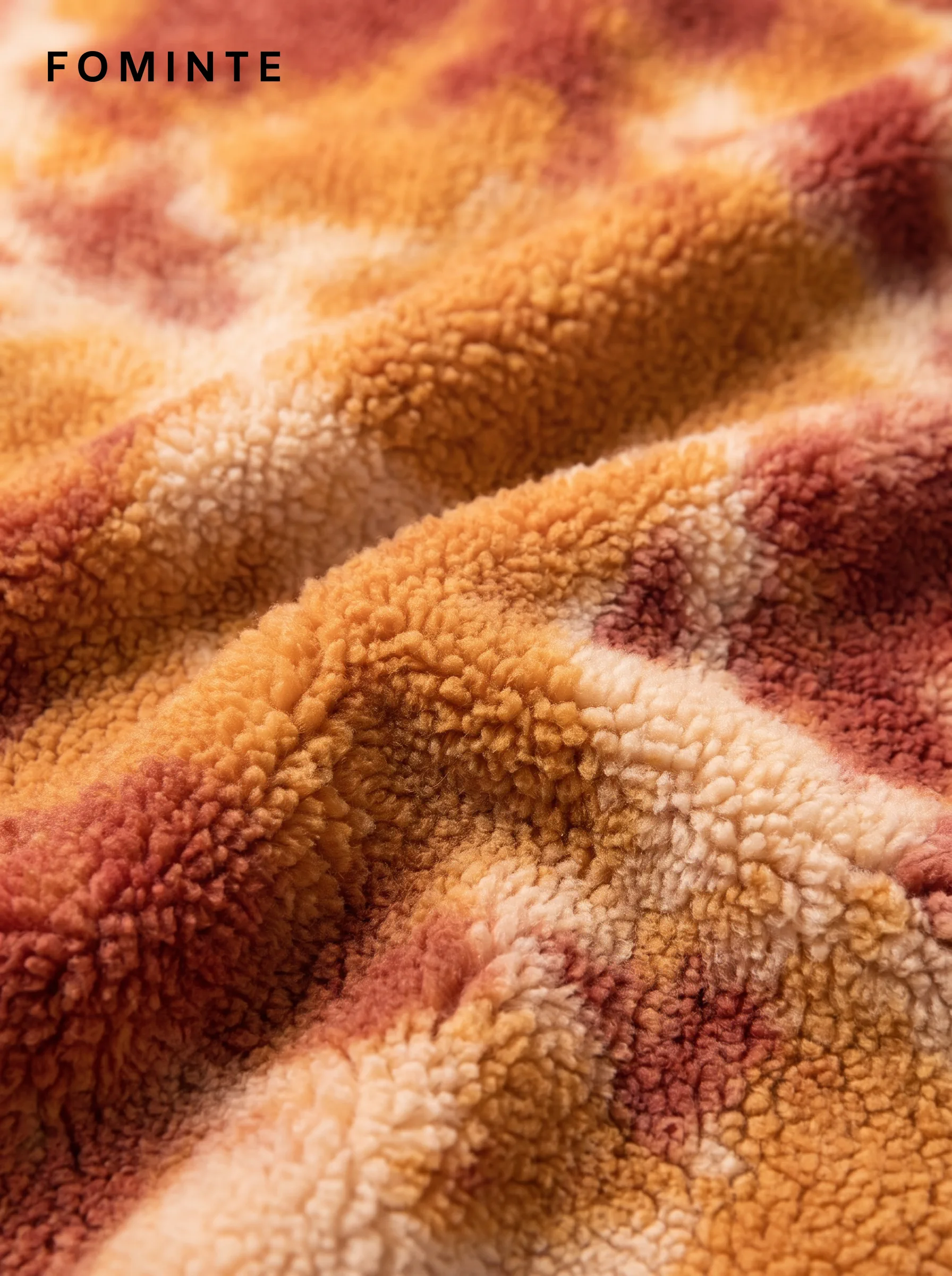 Rust Orange Abstract Print Full-Zip Fleece Jacket