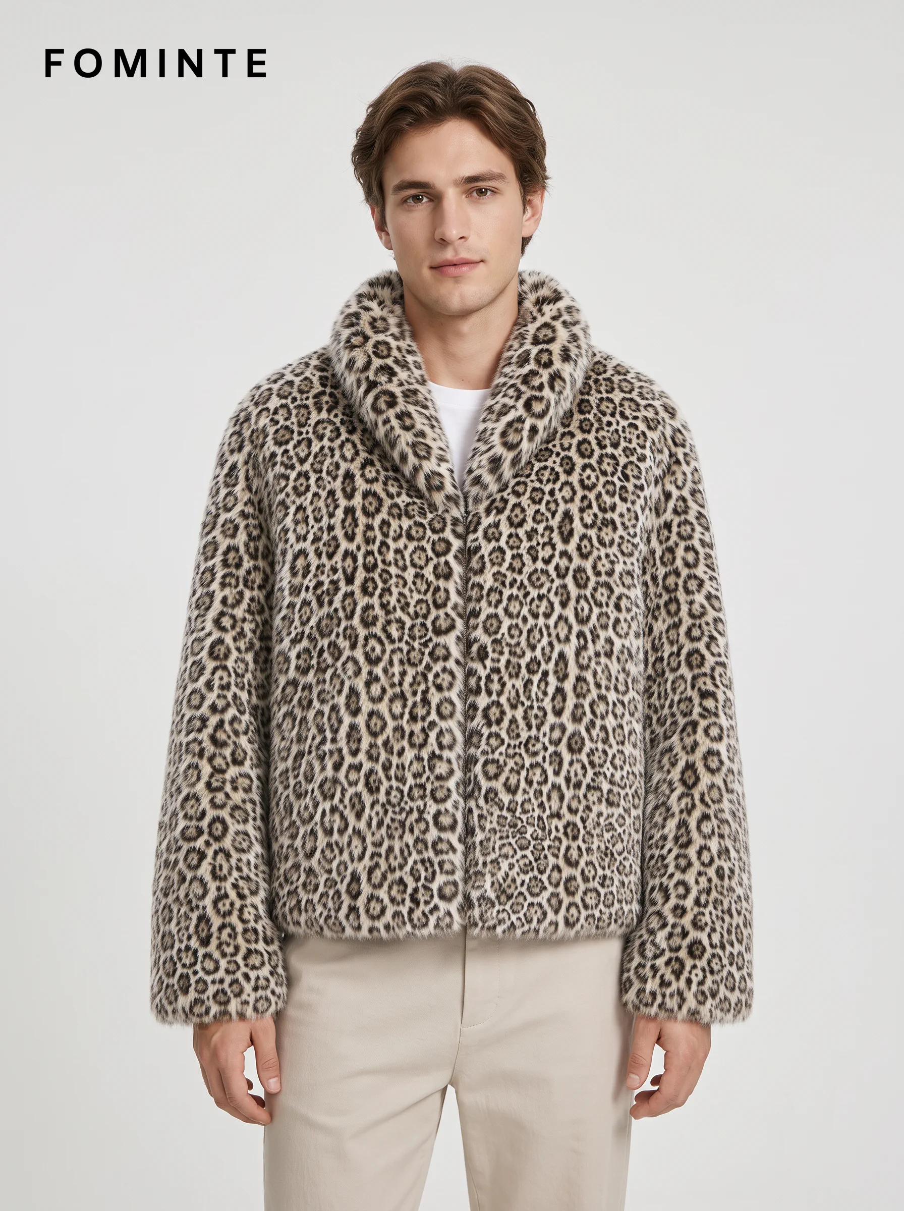 Pale Tan Spotted Faux Fur Jacket