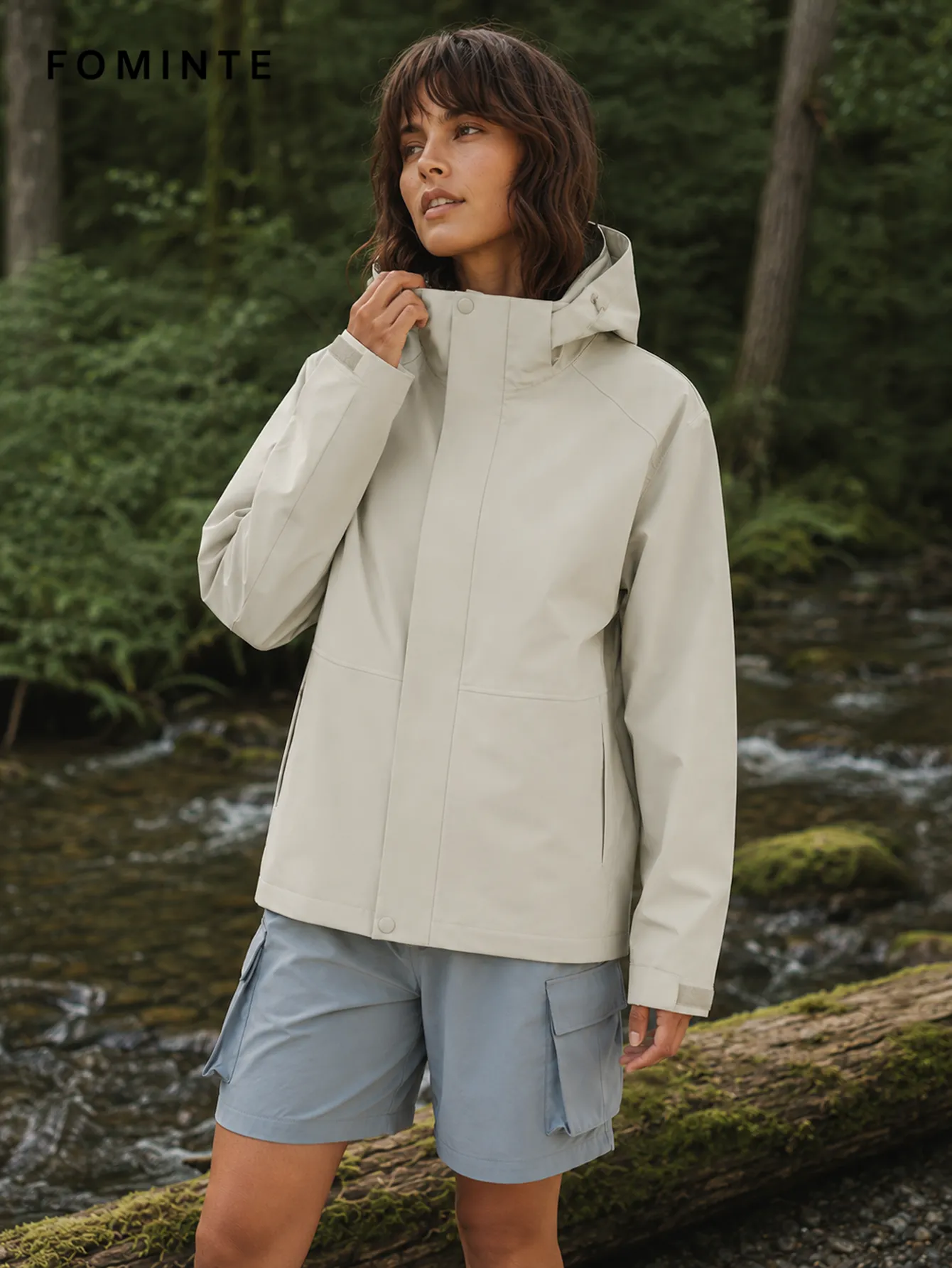 Ivory Hooded Windbreaker Jacket FM0801000419