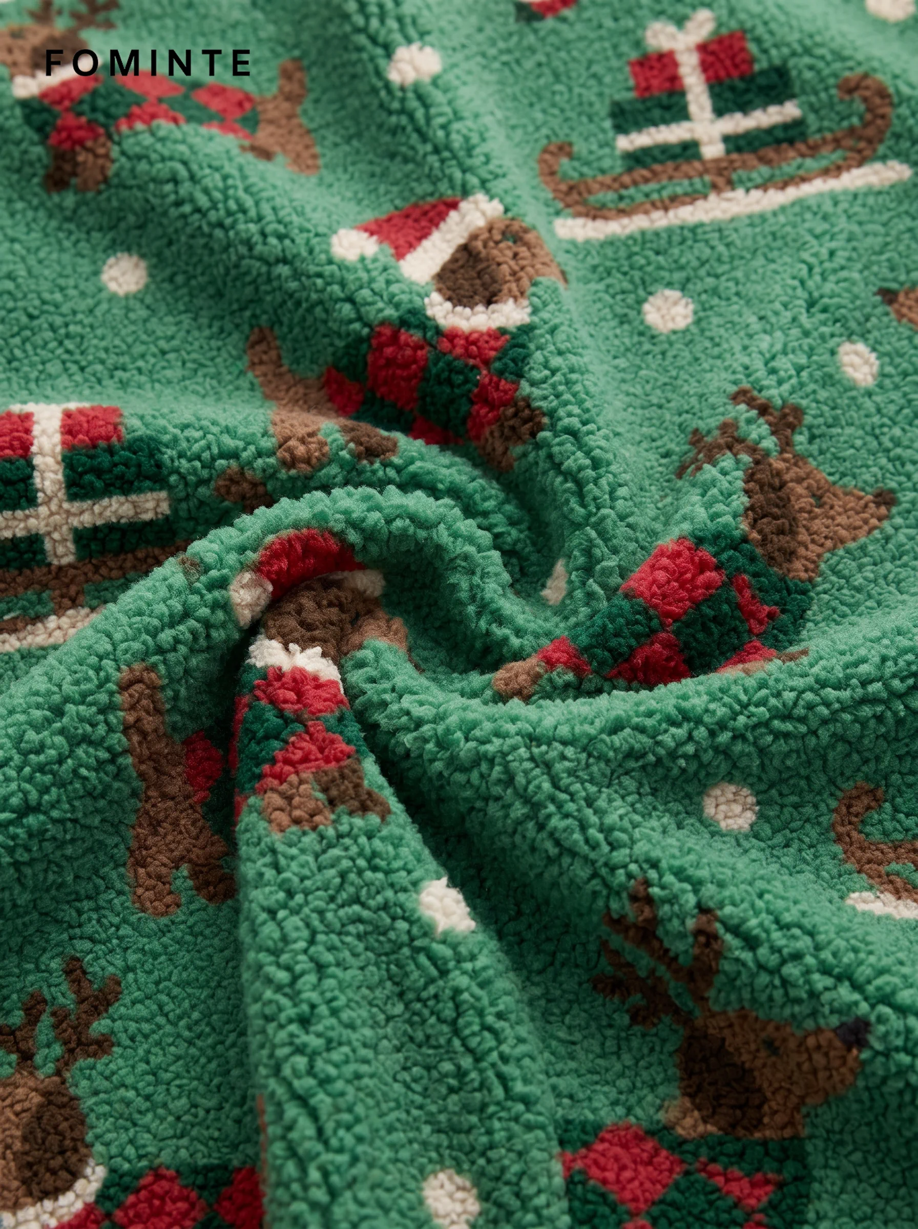 Holiday Dachshund Print Sherpa Fleece Jacket