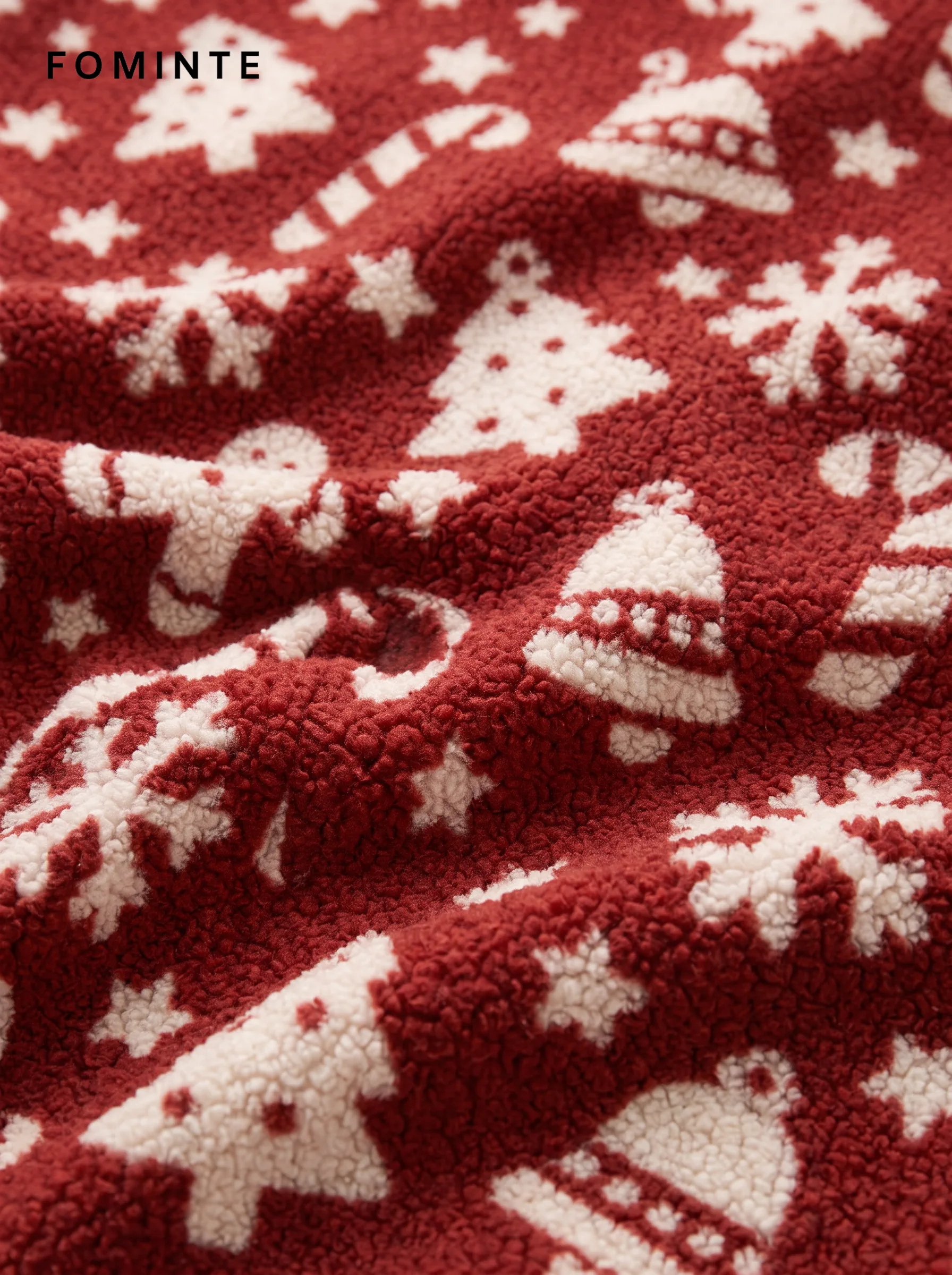 Festive Red Gingerbread Man Christmas Sherpa Jacket