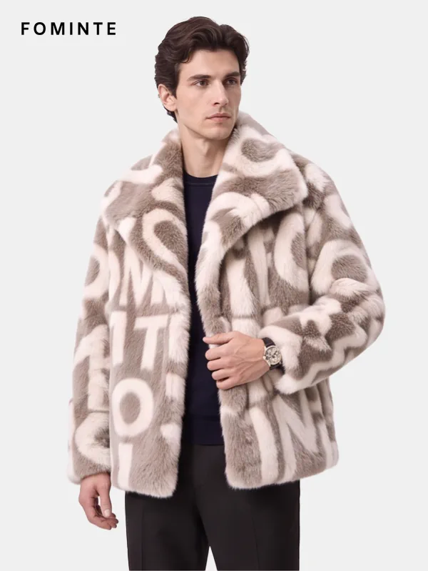 Monochromatic Dalmatian Spotted Luxury Faux Fur Coat