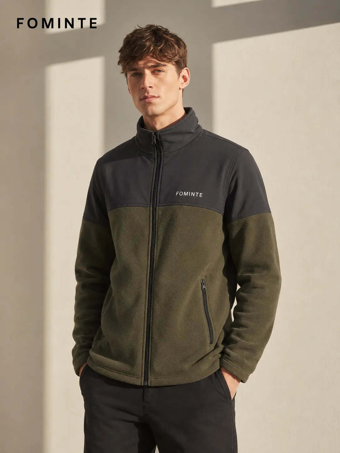 Colorblock Windproof Panel Fleece Jacket FM0801000421-1