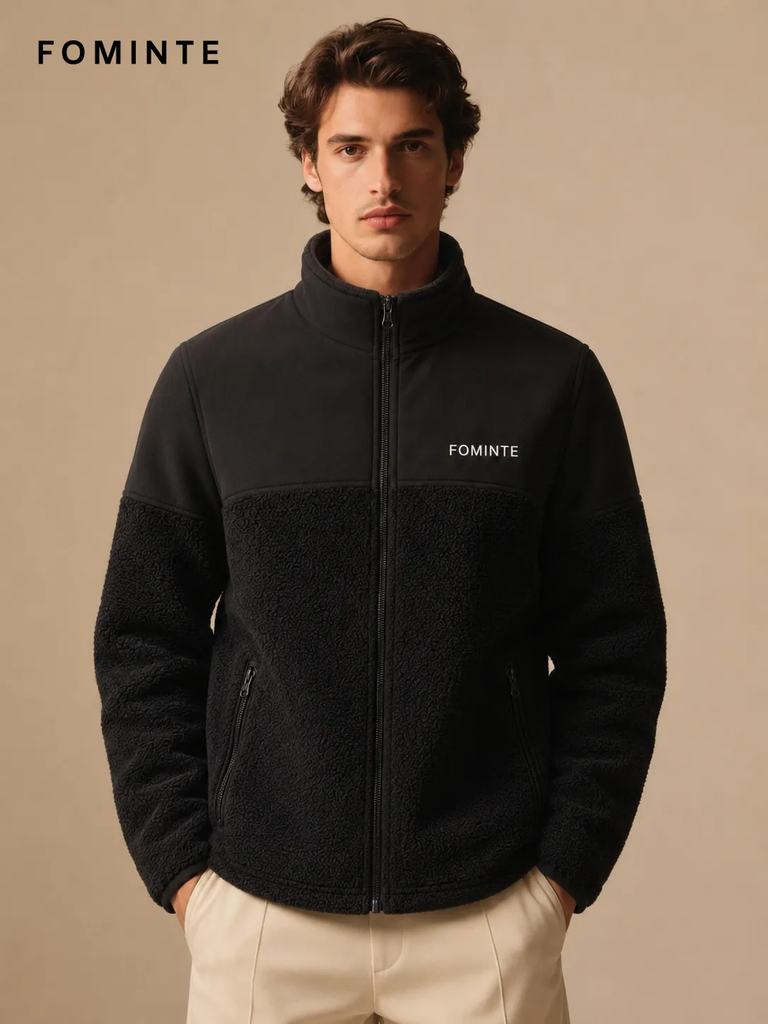 Colorblock Windproof Panel Fleece Jacket FM0801000421-1