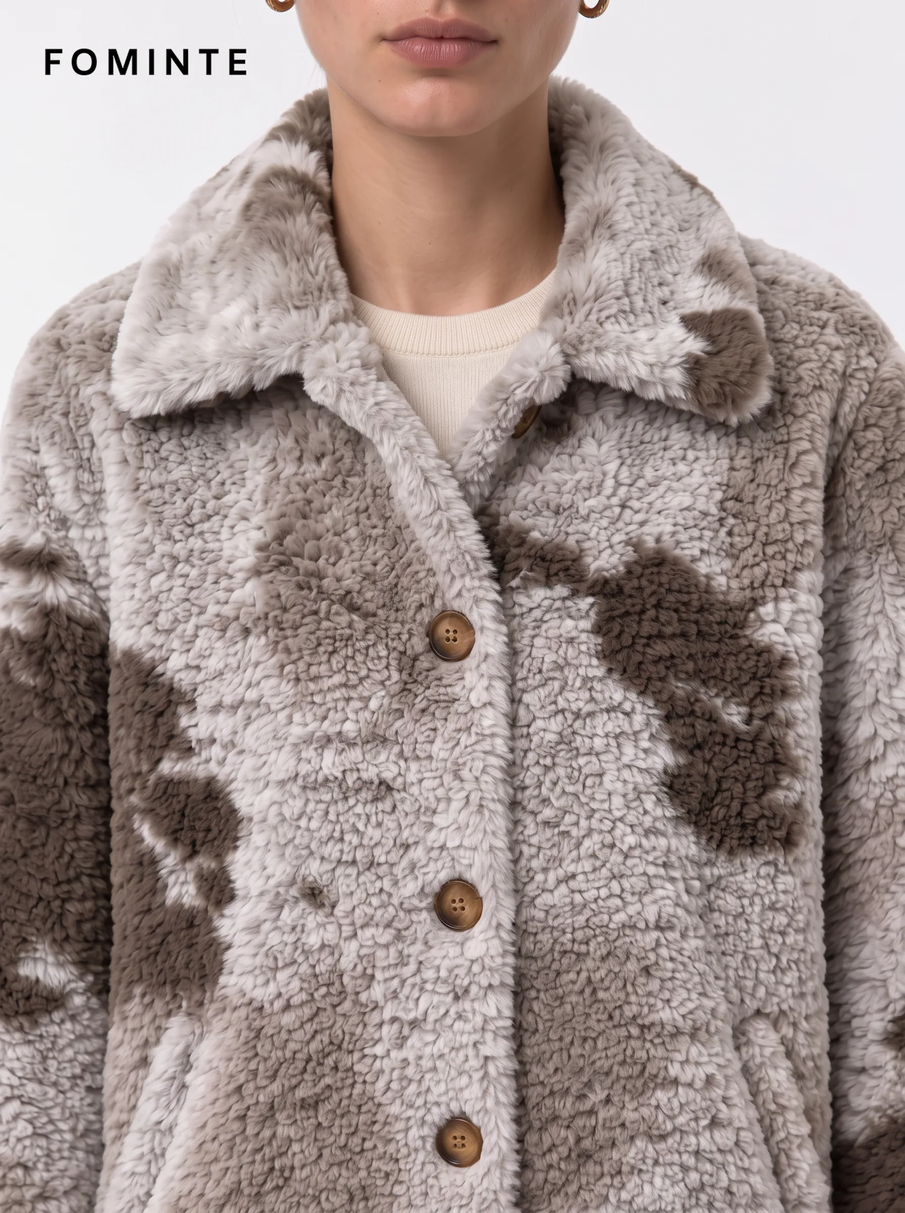 Women's Blush Rose Quilted-Look Faux Fur Crop Jacket