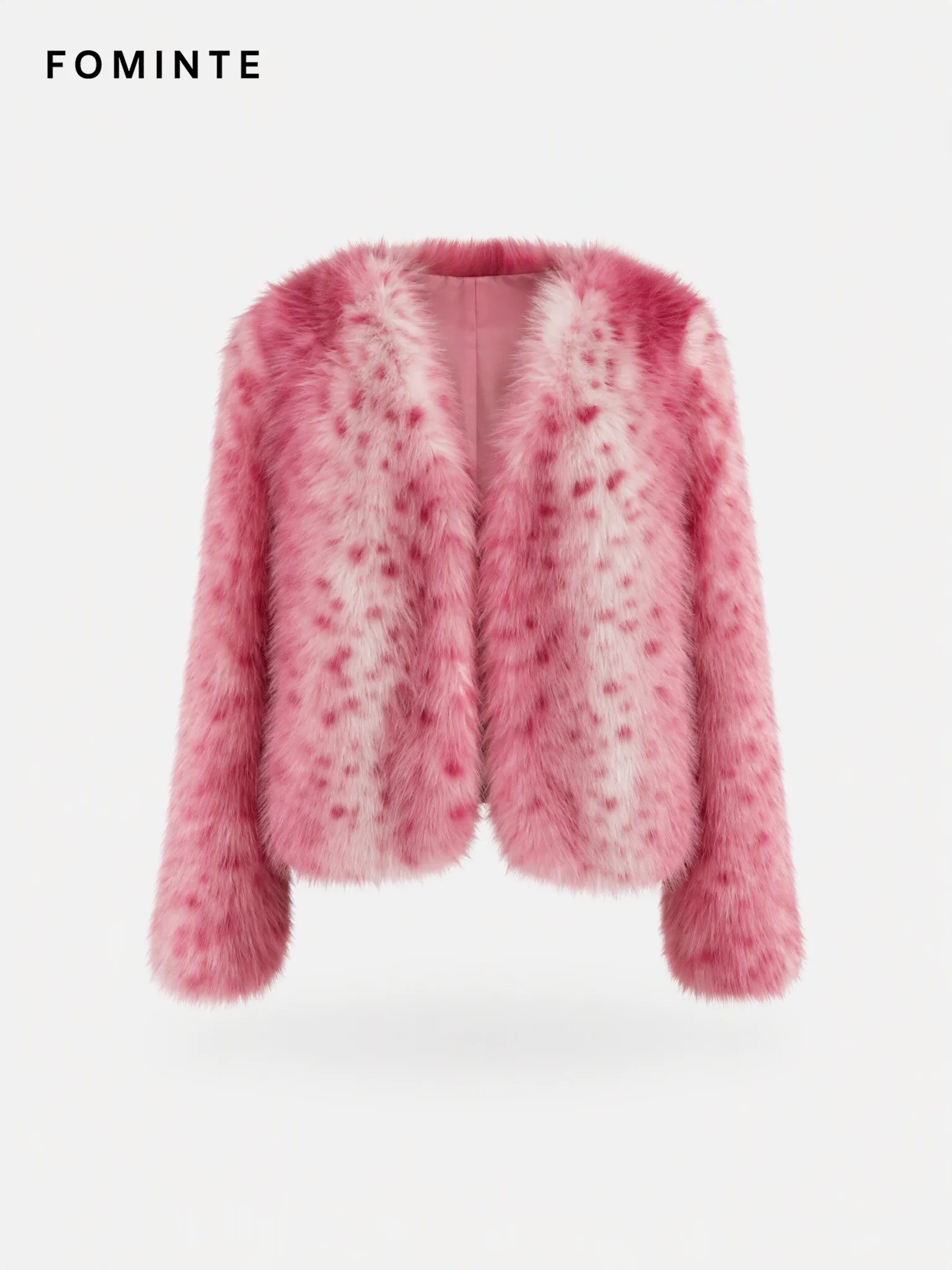 Dusty Rose Blossom Lapel Faux Fur Winter Coat