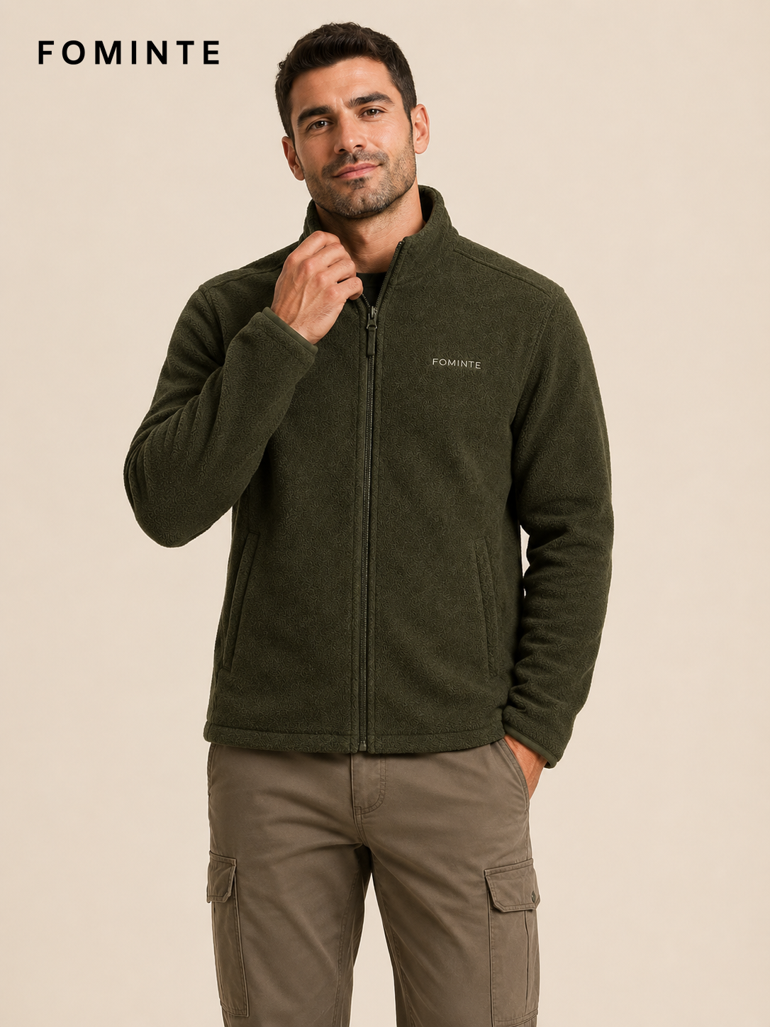 Dark Olive Fleece Jacket for Outdoor Apparel Collections