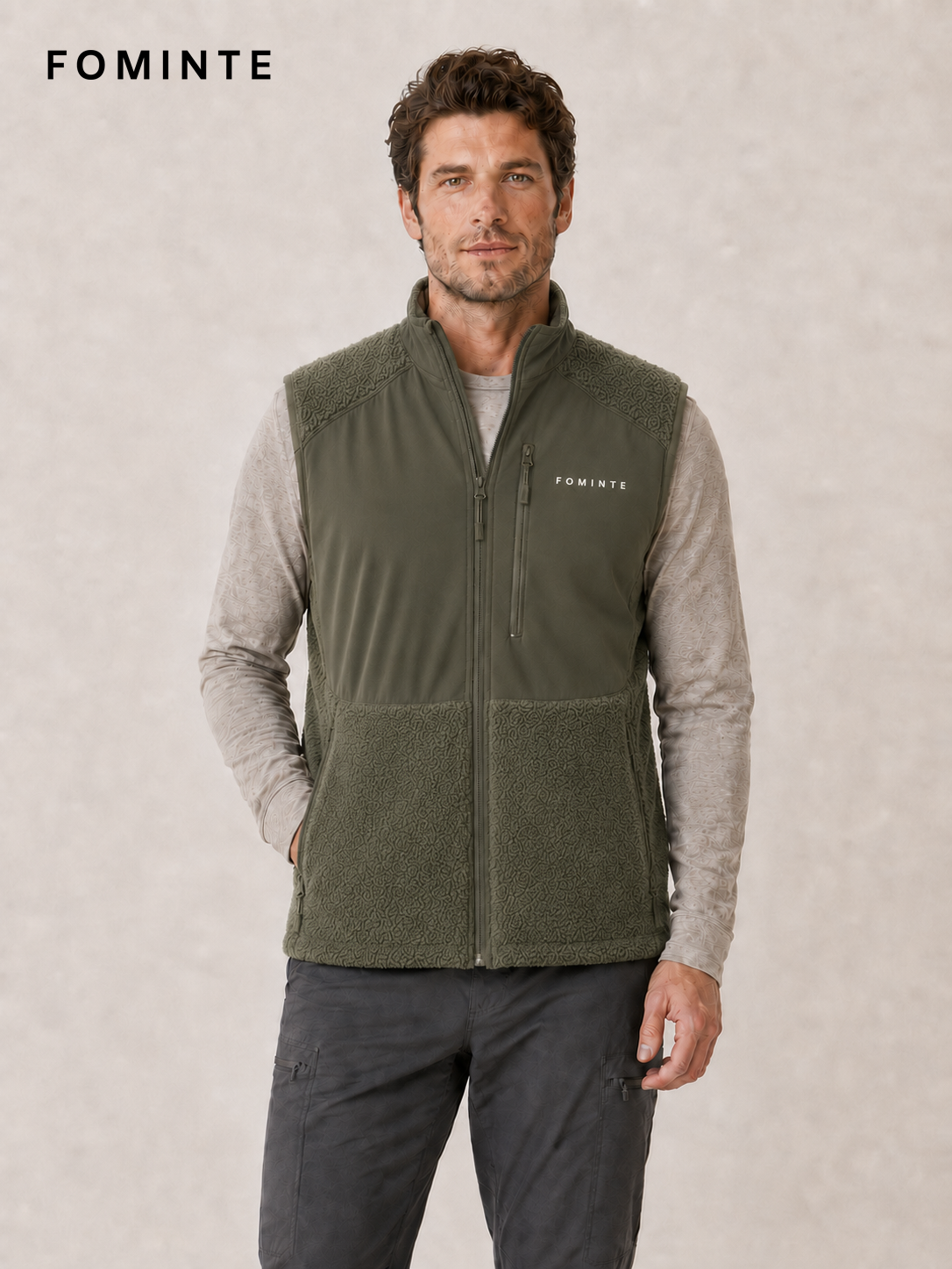 Olive Green Fleece Jacket for Outdoor Apparel Collections