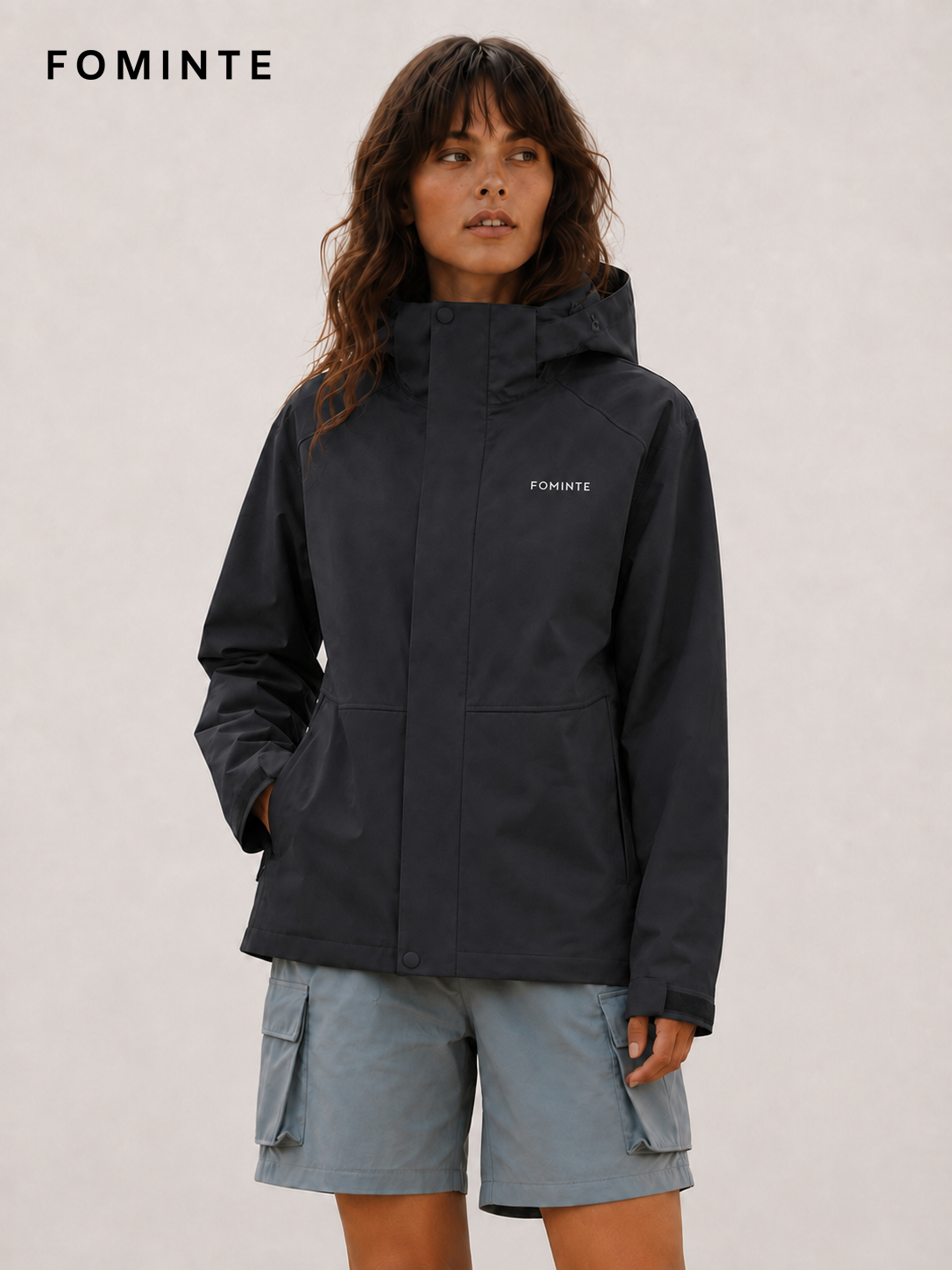 Charcoal Women's Hooded Softshell Jacket Wholesale Custom Outerwear - FM0801000431-1