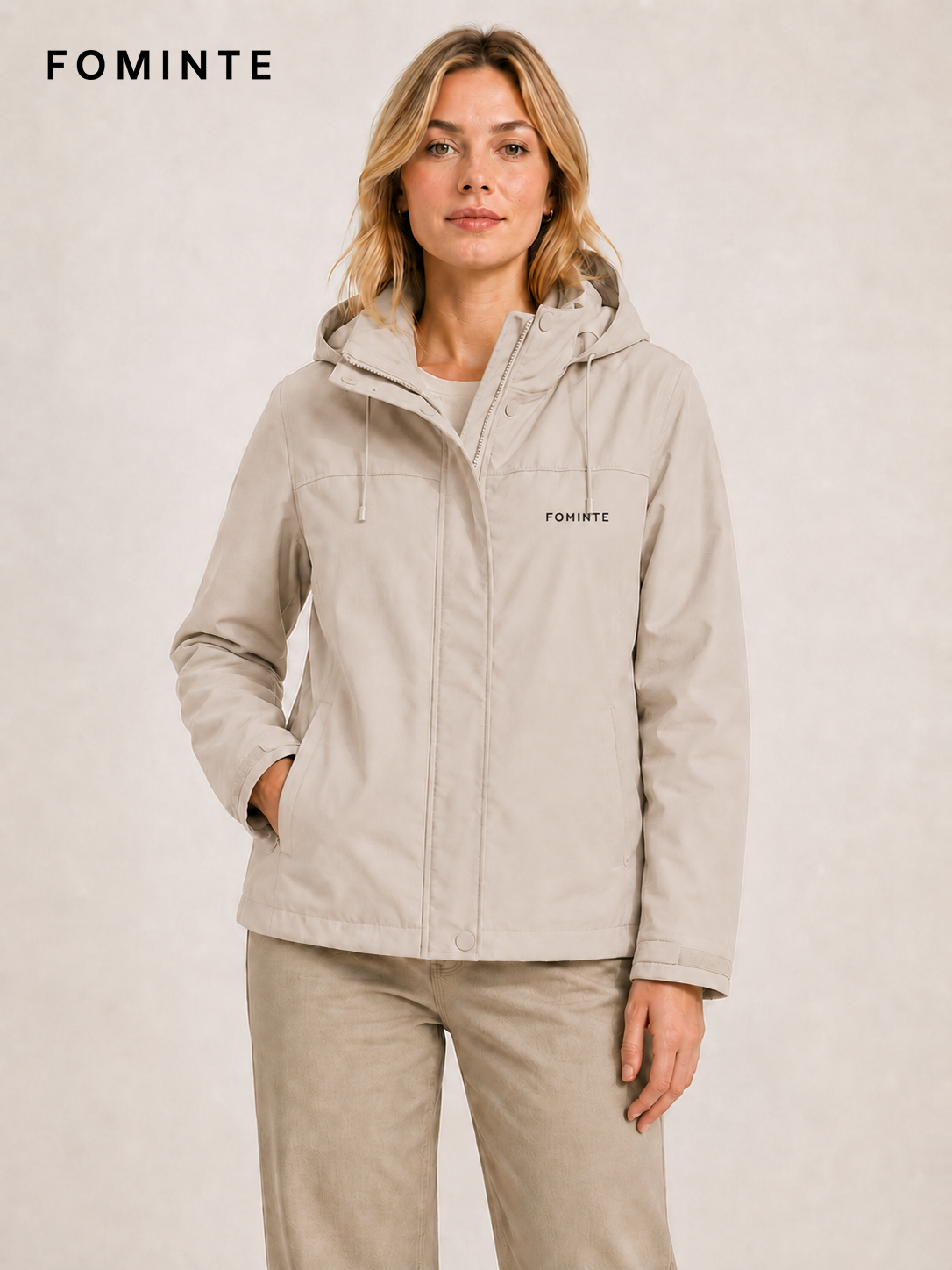 Mist Beige Men's Hooded Softshell Jacket Wholesale Custom Outerwear - FM0802000441-4