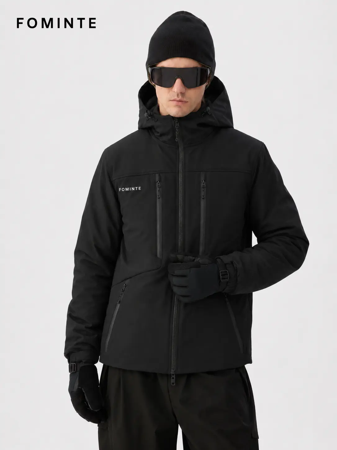 Men's Black Hooded Softshell Hiking Jacket