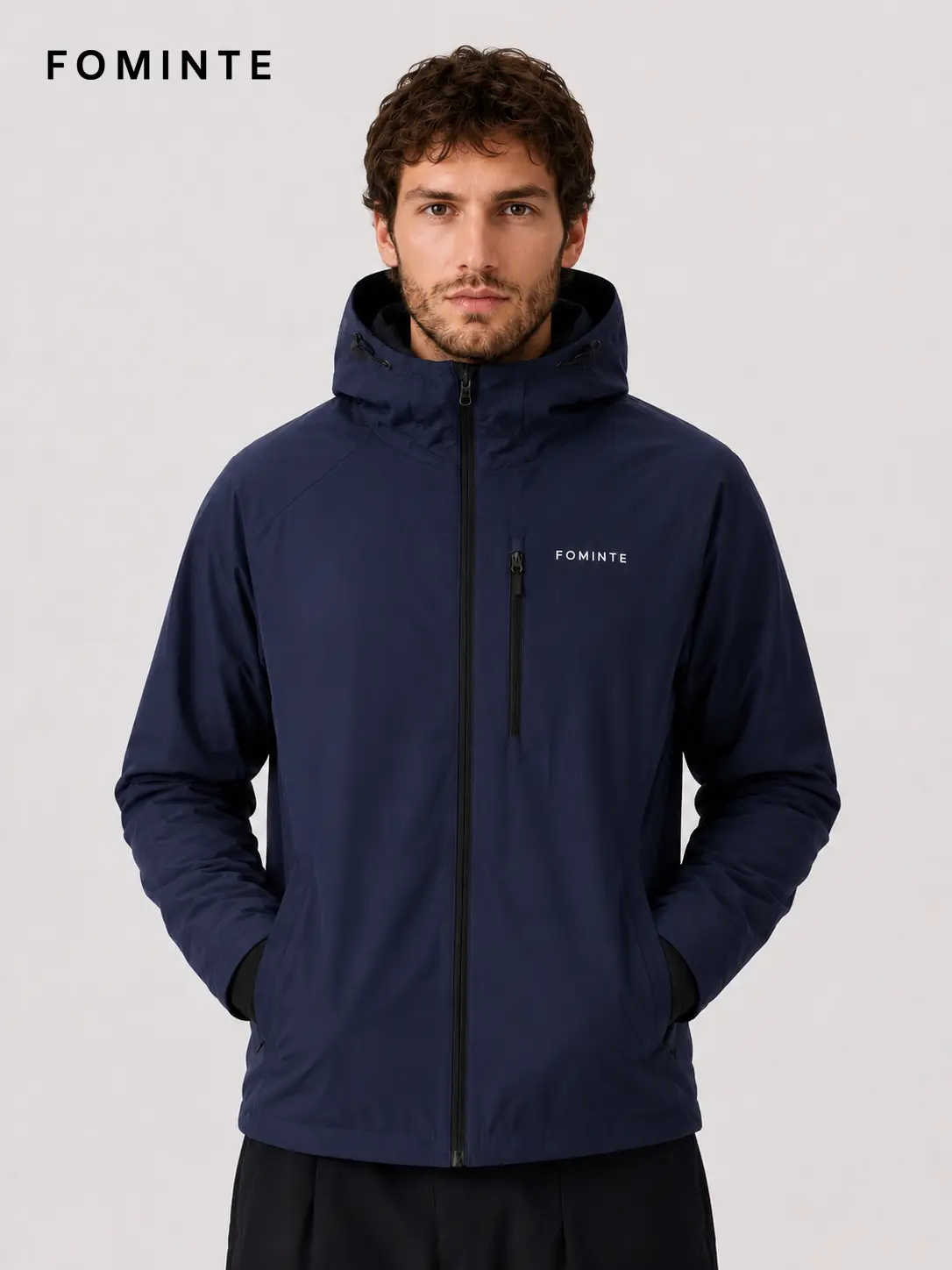 Men's Navy Blue Hooded Softshell Jacket