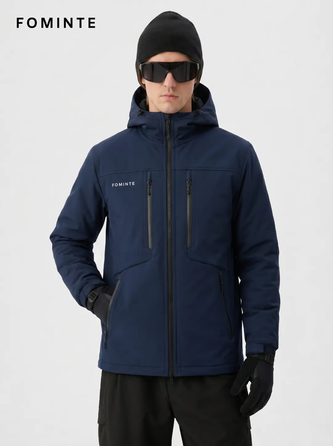 Men's Navy Hooded Softshell Hiking Jacket