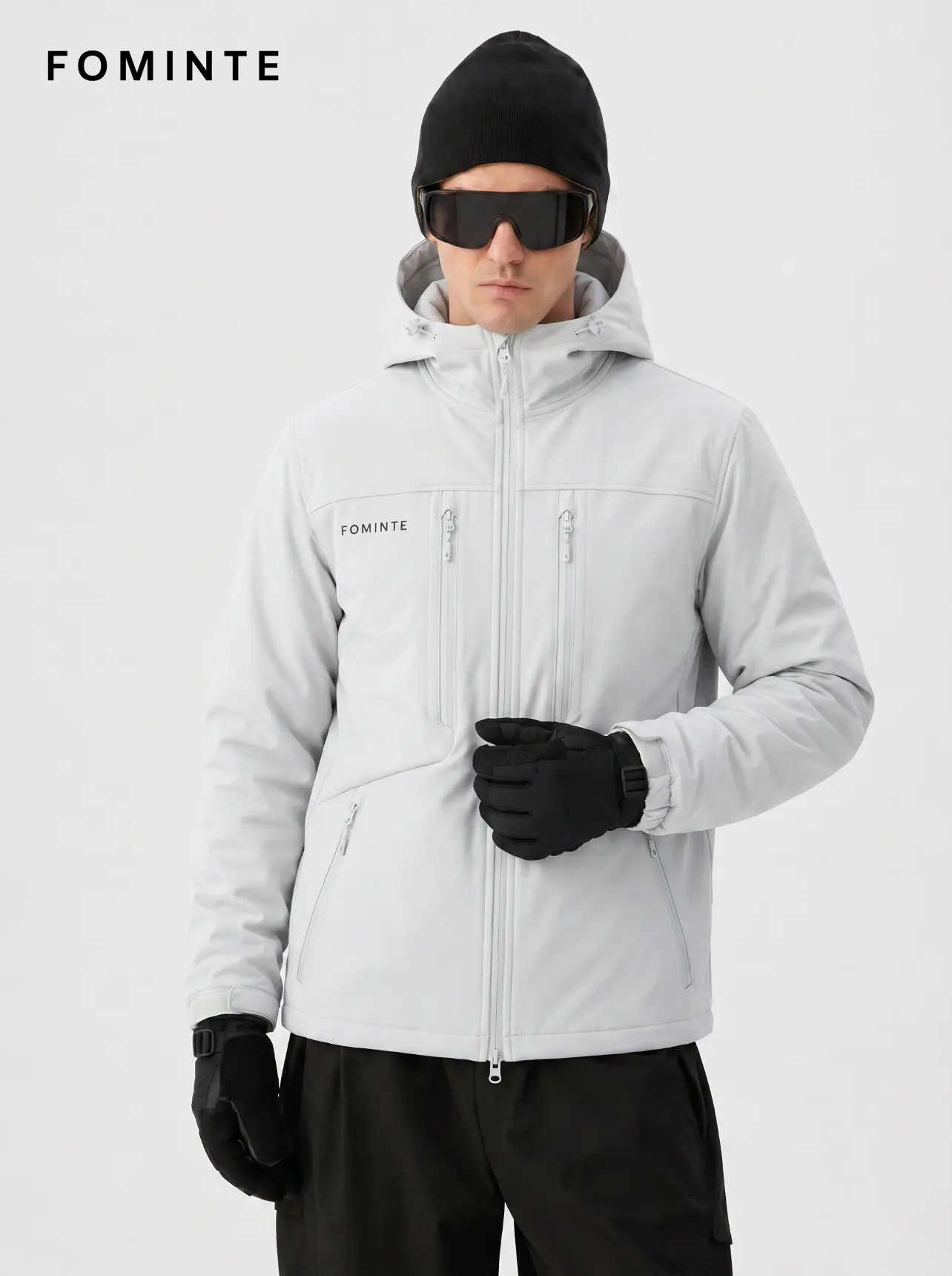 Men's Sage Grey Hooded Softshell Hiking Jacket